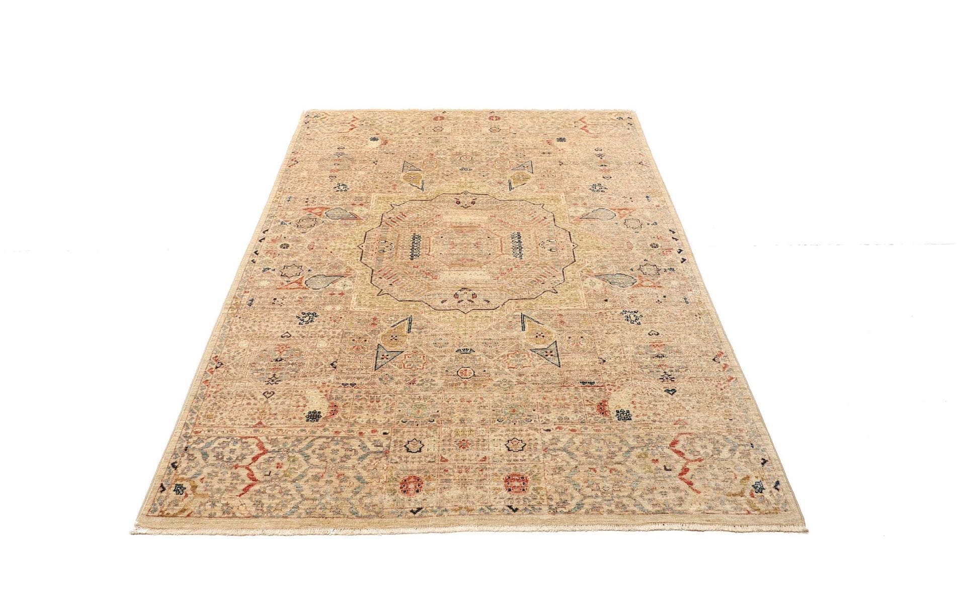 Mamluk Orientteppich 129 × 188 cm aus Wolle, handgeknüpft