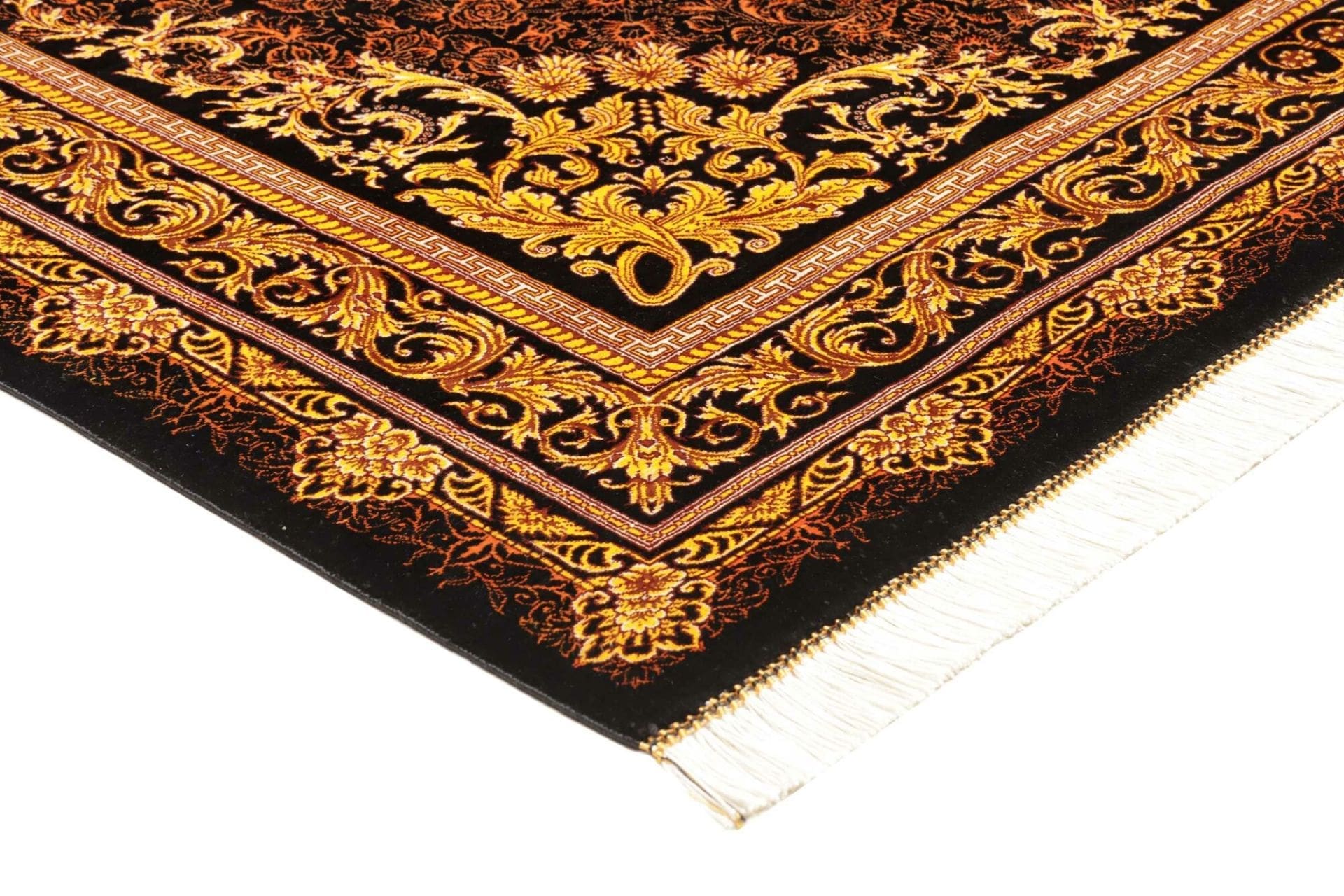 Handgeknüpfter Ghom Perserteppich, 138 × 200 cm, Seide