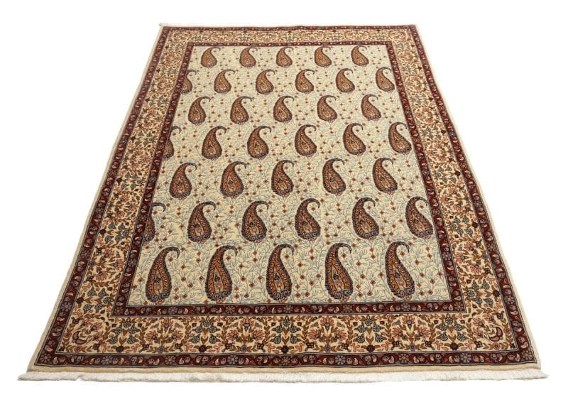 Handgeknüpfter Isfahan Perserteppich, 144 × 203 cm, Wolle & Seide