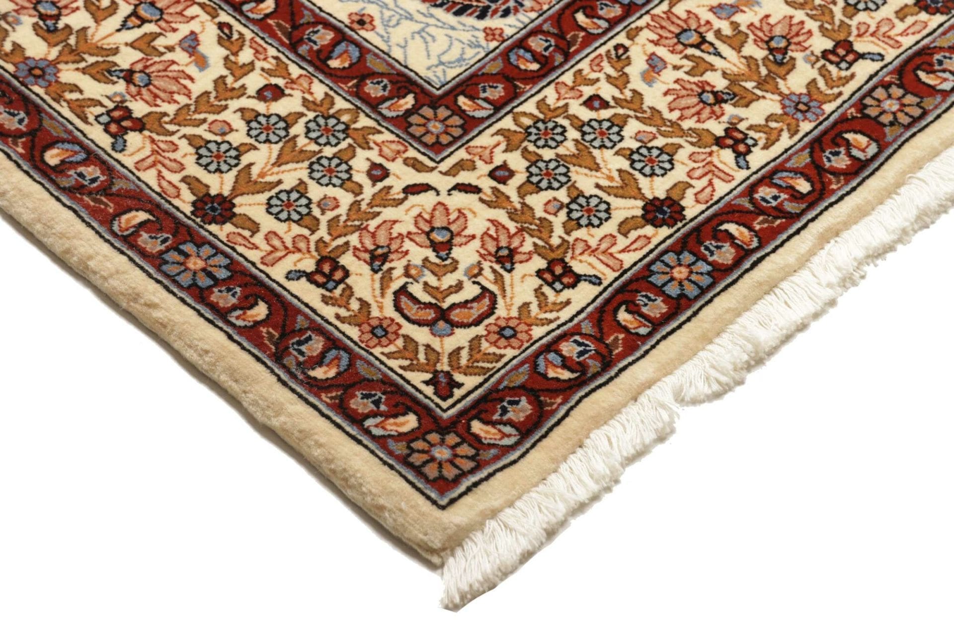 Handgeknüpfter Isfahan Perserteppich, 144 × 203 cm, Wolle & Seide