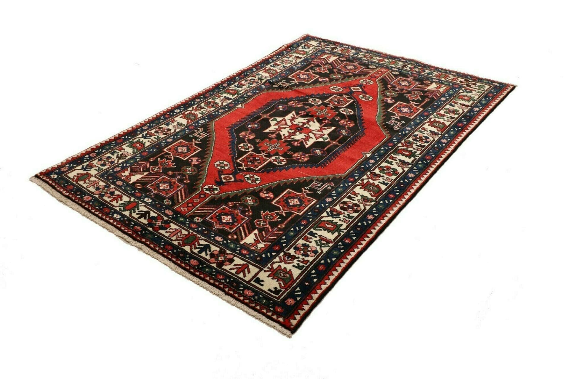 orientteppich-hamadan-141-x-203cm-schurwolle-geometrisches-muster-1-1 Hamadan Perserteppich 141 × 203 cm aus Wolle, handgeknüpft