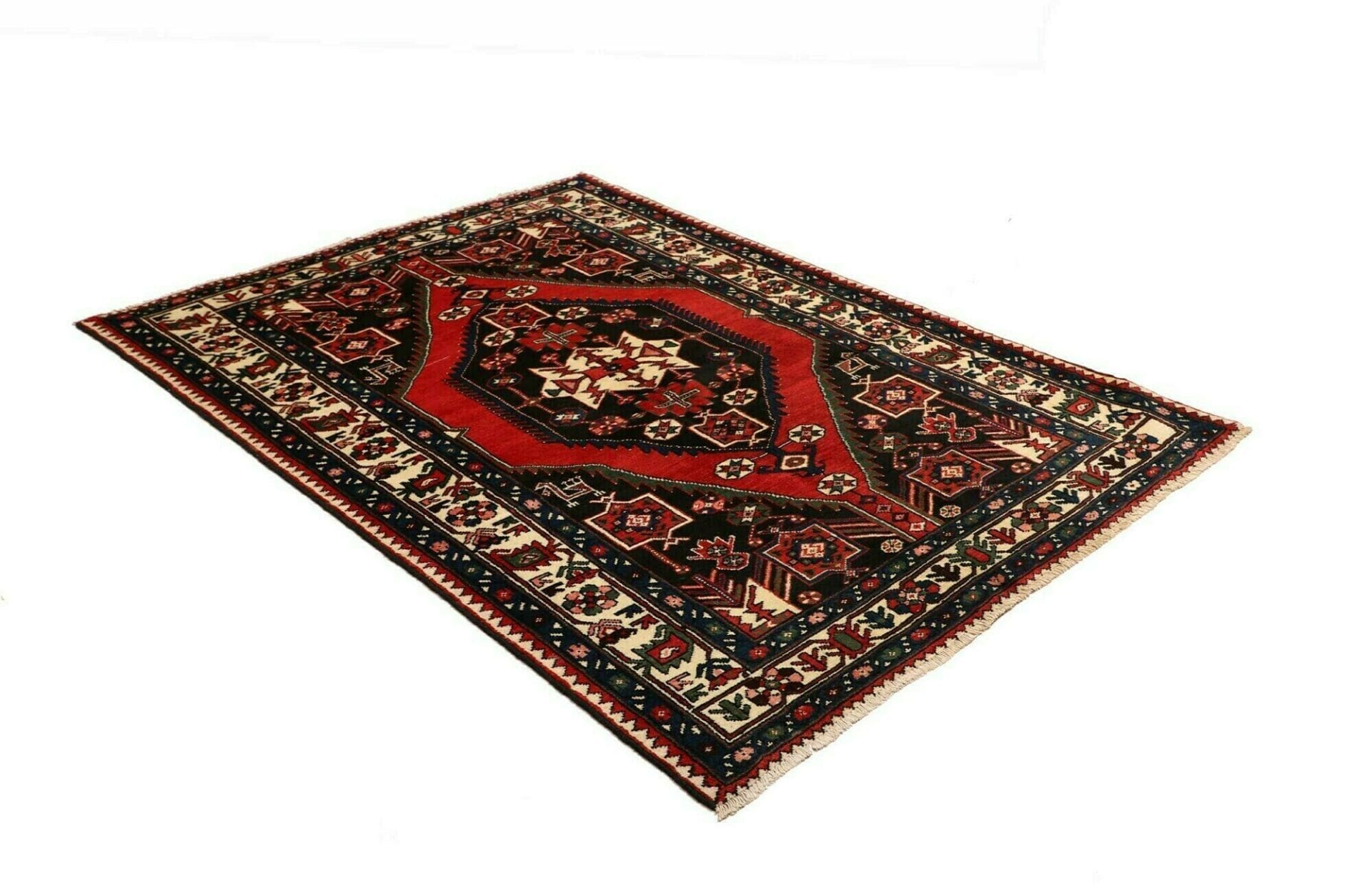 orientteppich-hamadan-141-x-203cm-schurwolle-geometrisches-muster-1-2 Hamadan Perserteppich 141 × 203 cm aus Wolle, handgeknüpft
