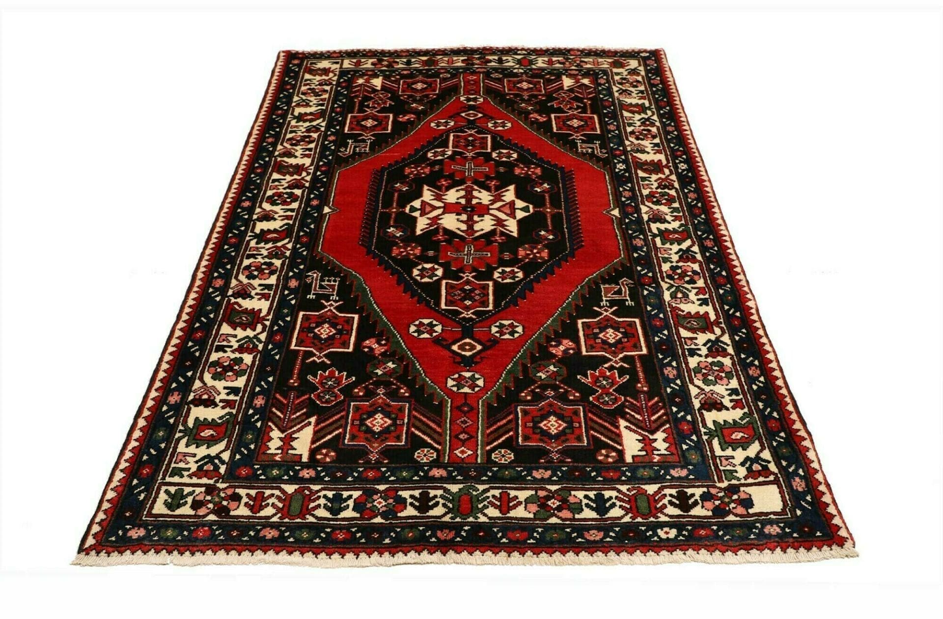 orientteppich-hamadan-141-x-203cm-schurwolle-geometrisches-muster-1-3 Hamadan Perserteppich 141 × 203 cm aus Wolle, handgeknüpft