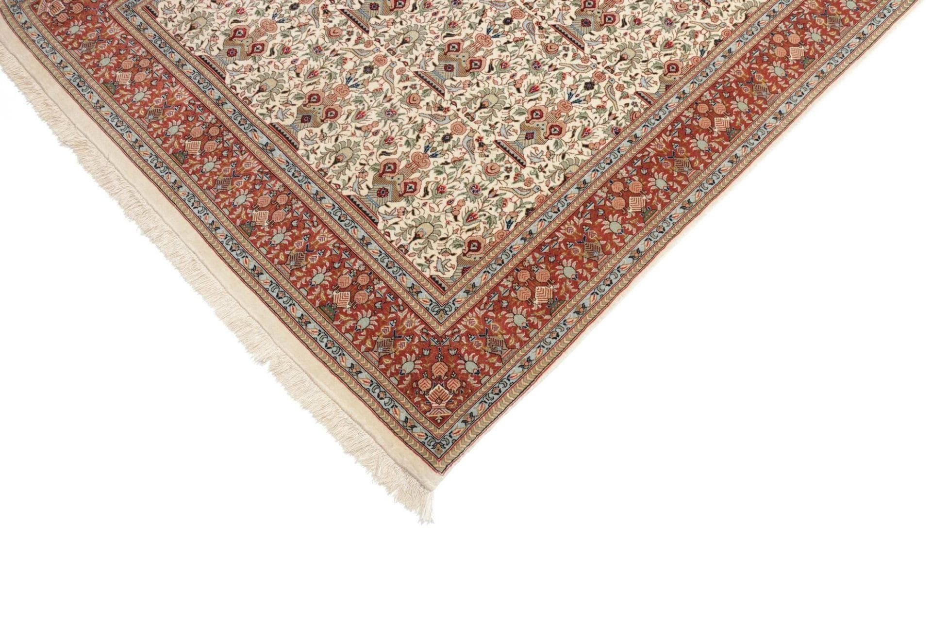 Handgeknüpfter Isfahan Perserteppich, 138 × 211 cm, Wolle & Seide