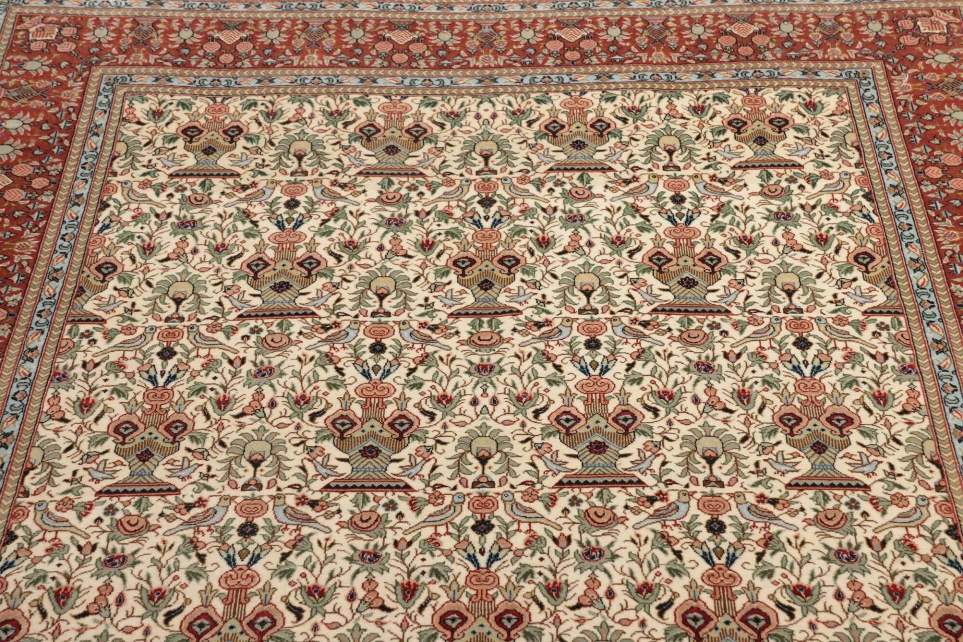 Handgeknüpfter Isfahan Perserteppich, 138 × 211 cm, Wolle & Seide
