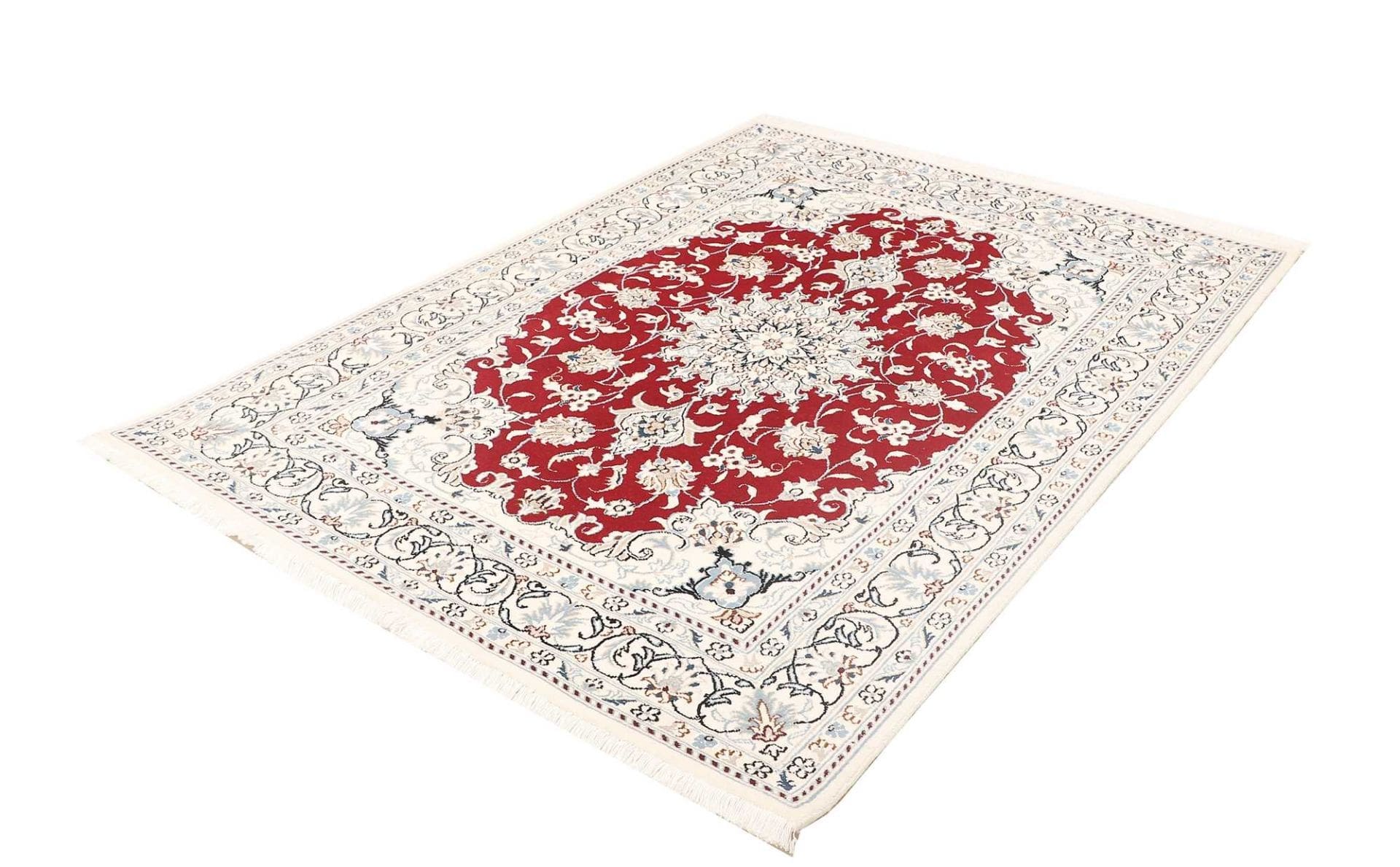 nain-teppich-147-x-198cm-florale-muster-handgeknupft-perserteppich-1 Handgeknüpfter Nain Perserteppich, 147 × 198 cm, Wolle