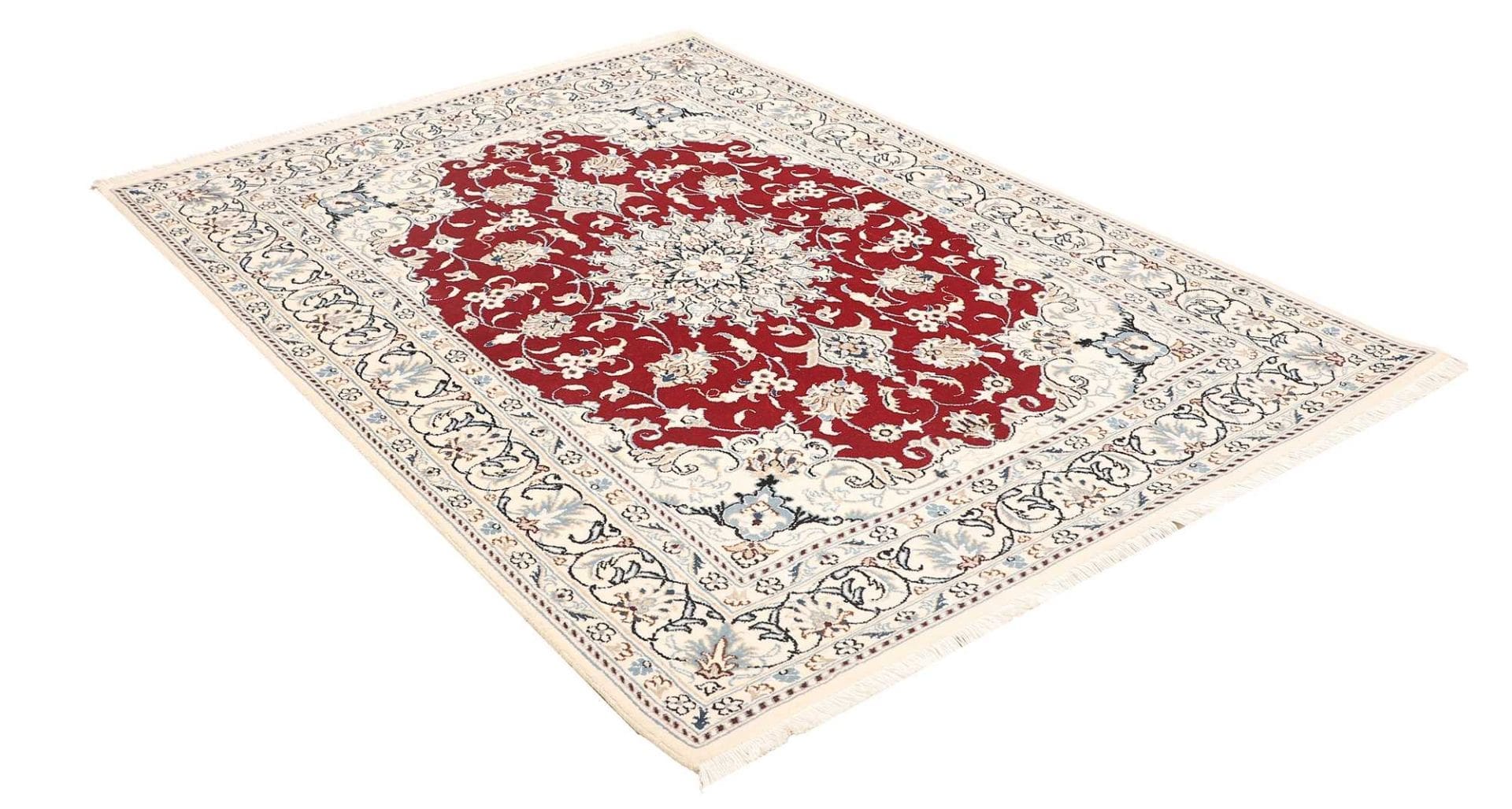 nain-teppich-147-x-198cm-florale-muster-handgeknupft-perserteppich-2 Handgeknüpfter Nain Perserteppich, 147 × 198 cm, Wolle