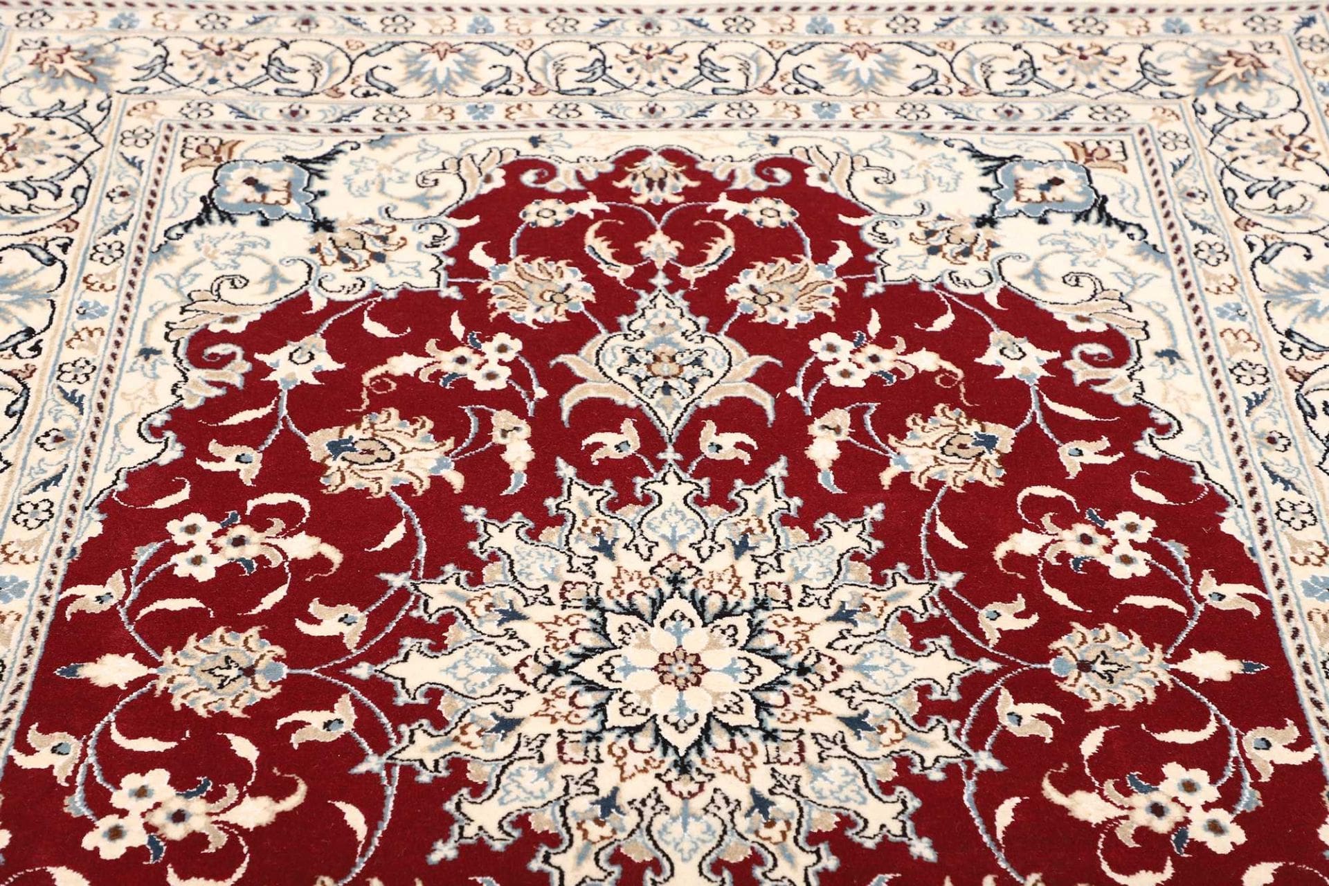 nain-teppich-147-x-198cm-florale-muster-handgeknupft-perserteppich-7 Handgeknüpfter Nain Perserteppich, 147 × 198 cm, Wolle