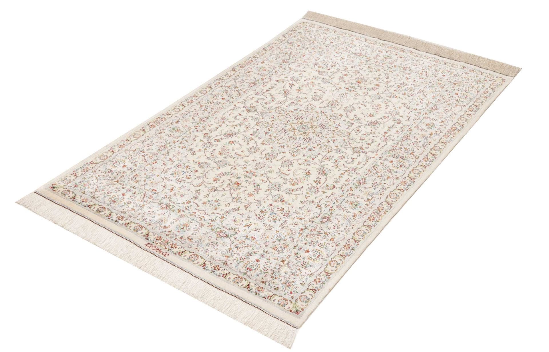 Handgeknüpfter Ghom Perserteppich, 103 × 150 cm, Seide