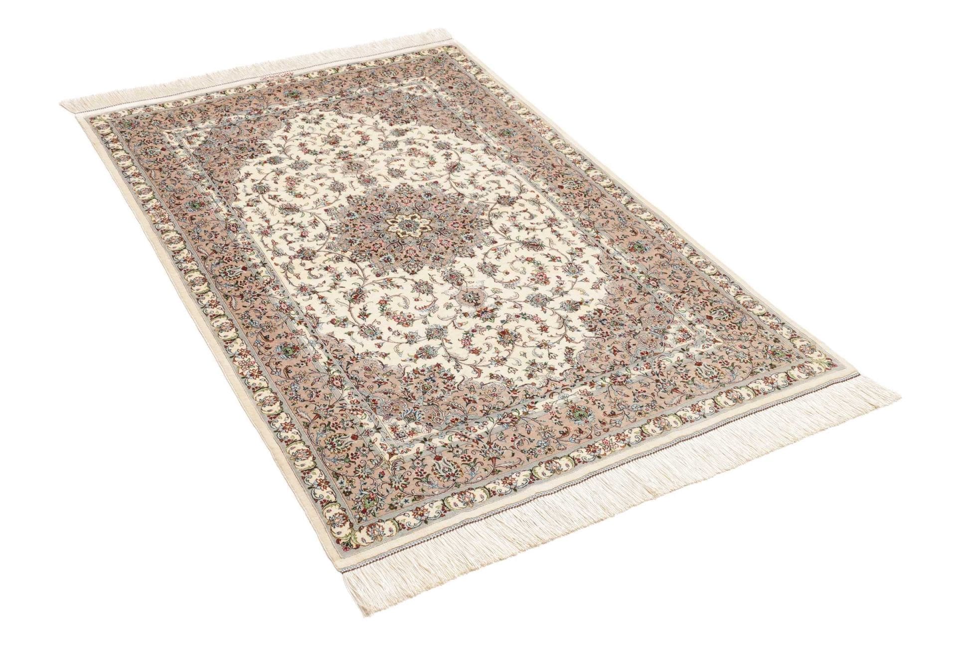 Handgeknüpfter Ghom Perserteppich, 103 × 150 cm, Seide