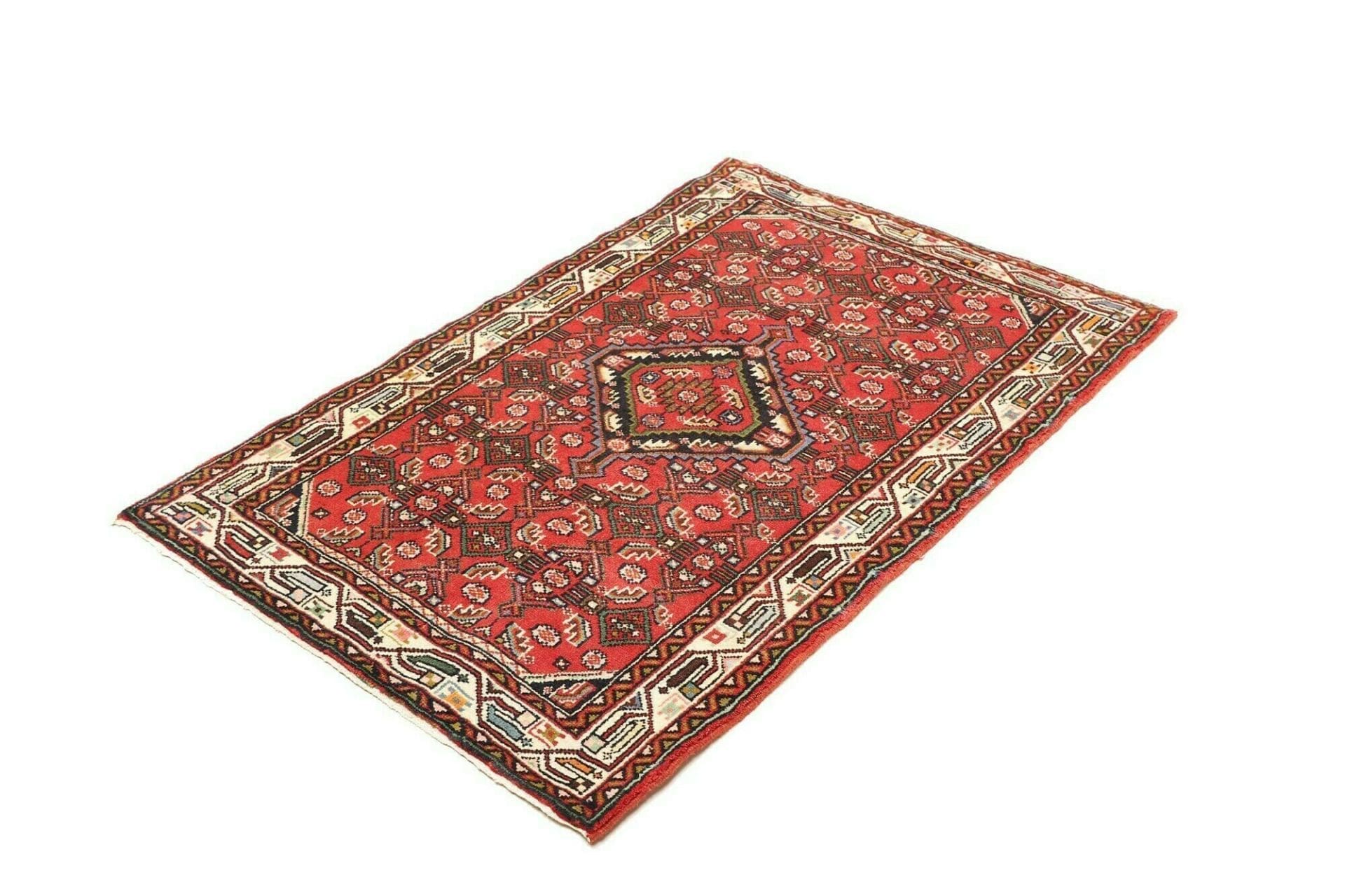 Handgeknüpfter Hamadan Herati Perserteppich, 89 × 135 cm, Wolle