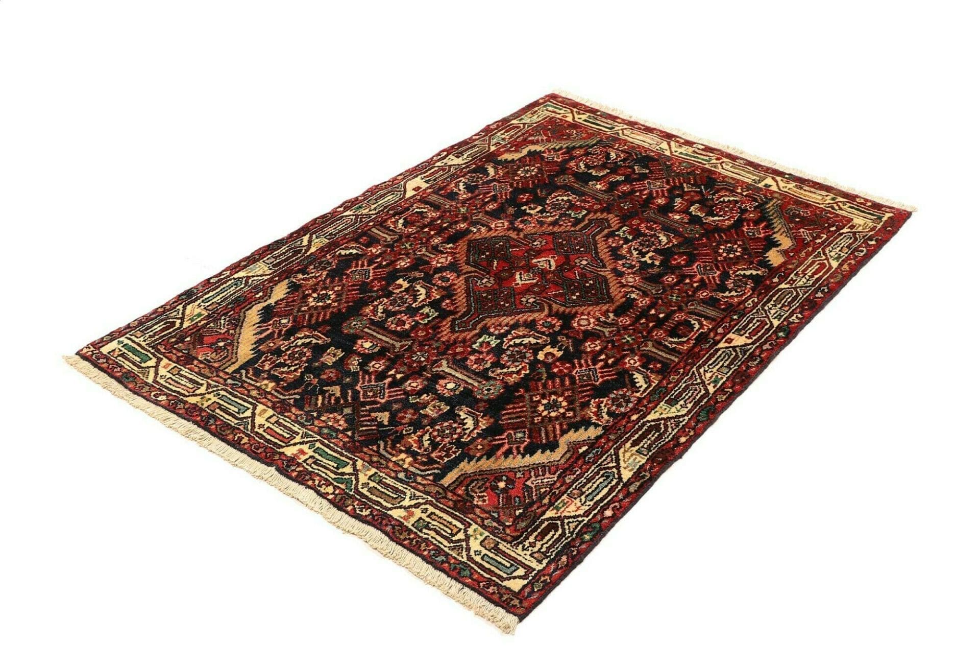 hamadan-teppich-104-x-143-cm-schurwolle-herati-muster-handgeknupft-1 Handgeknüpfter Hamadan Herati Perserteppich, 104 × 143 cm, Wolle