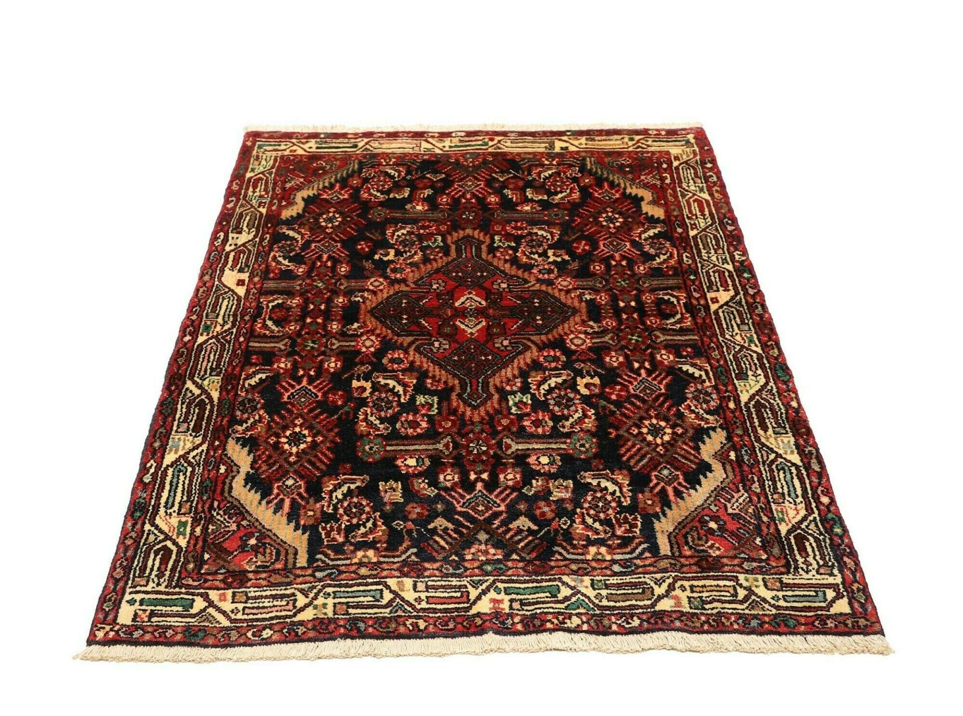 hamadan-teppich-104-x-143-cm-schurwolle-herati-muster-handgeknupft-3 Handgeknüpfter Hamadan Herati Perserteppich, 104 × 143 cm, Wolle