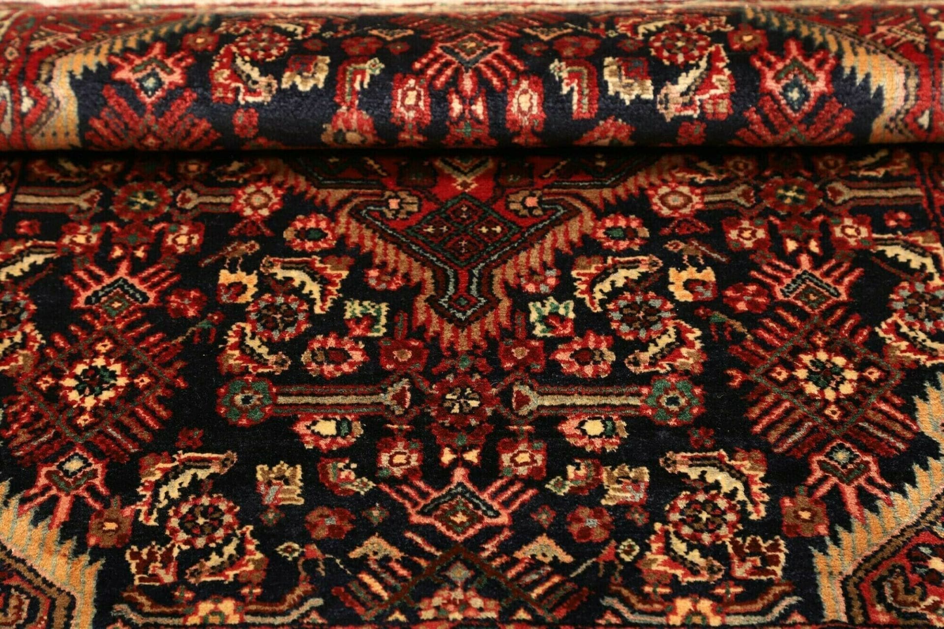 hamadan-teppich-104-x-143-cm-schurwolle-herati-muster-handgeknupft-9 Handgeknüpfter Hamadan Herati Perserteppich, 104 × 143 cm, Wolle