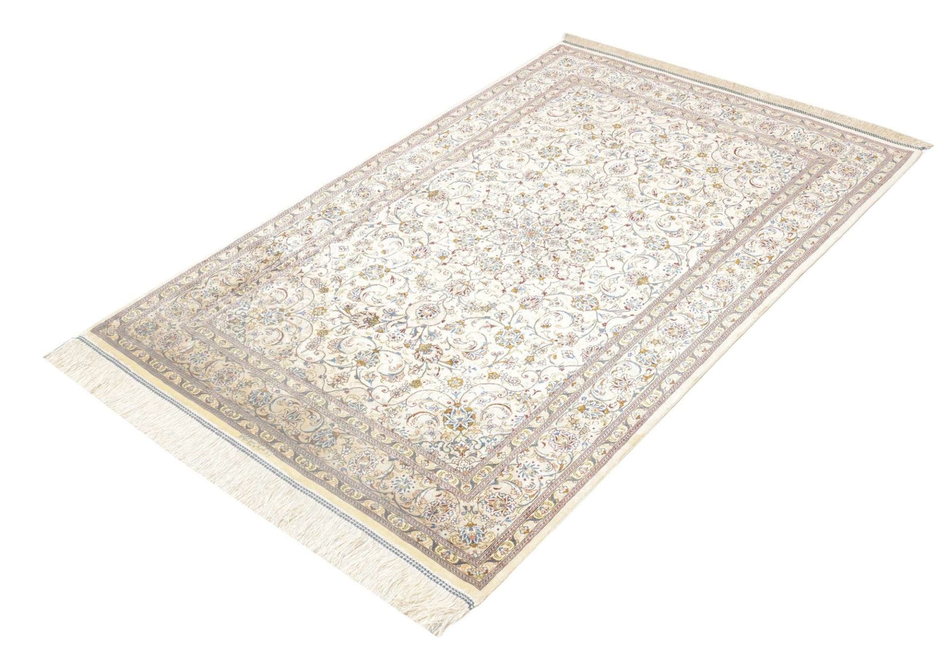 Ghom Perserteppich 103 × 148 cm aus Seide, handgeknüpft