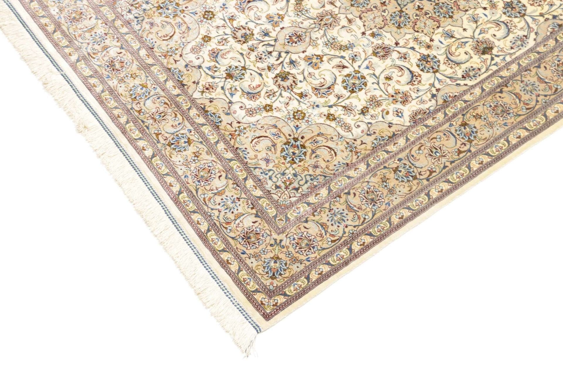 Ghom Perserteppich 103 × 148 cm aus Seide, handgeknüpft