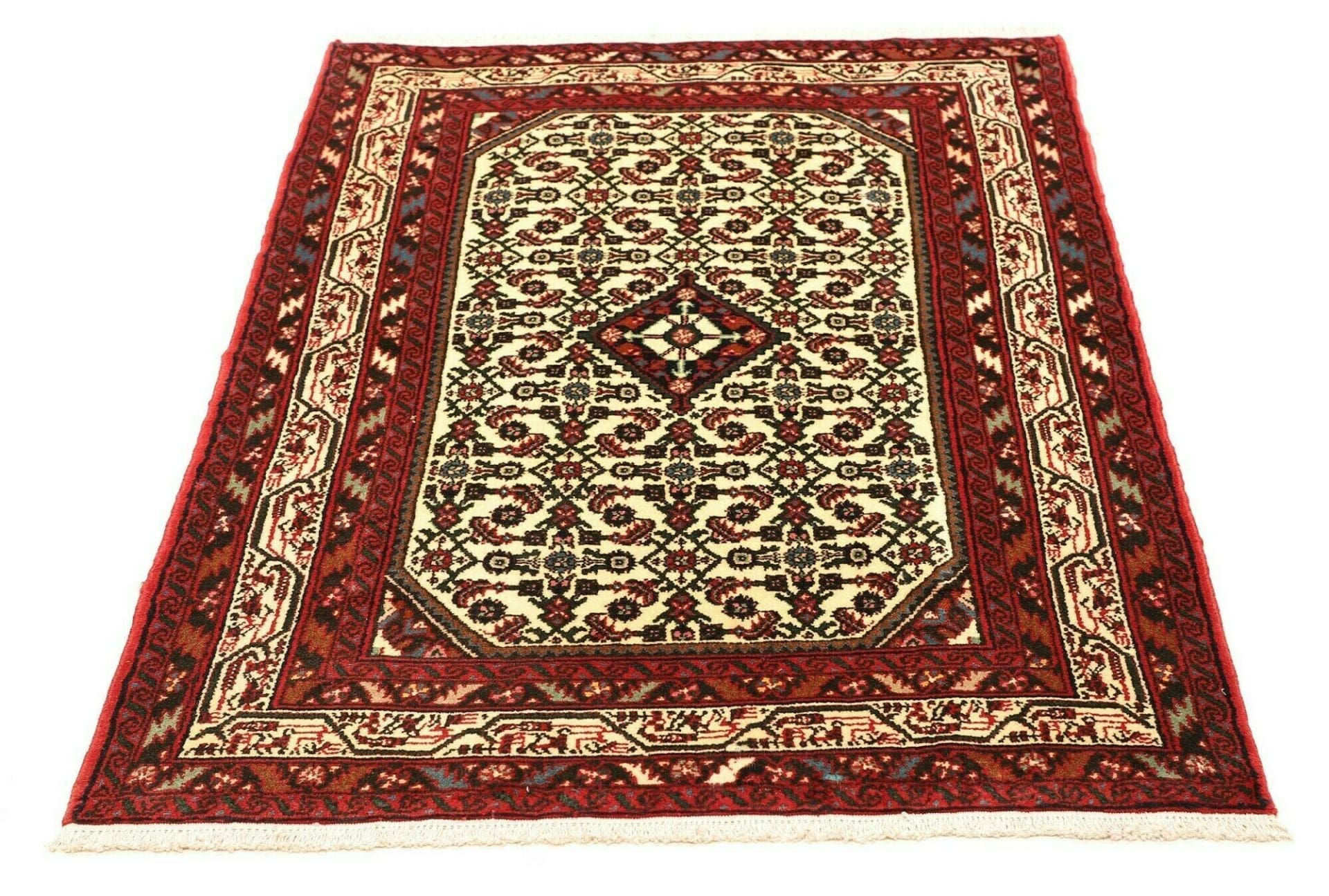 Handgeknüpfter Hamadan Herati Perserteppich 103 × 145 cm