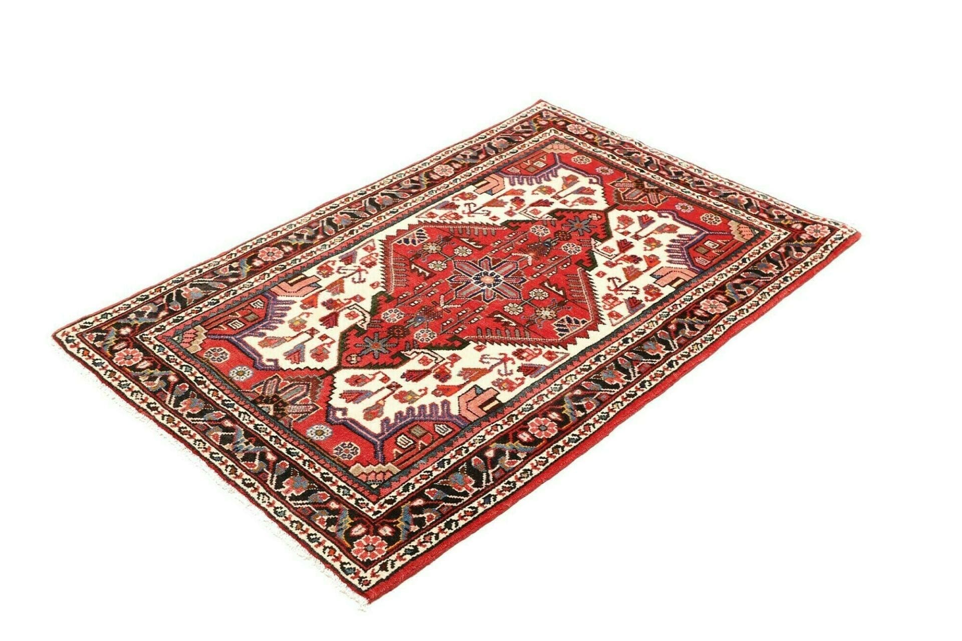 Handgeknüpfter Hamadan Herati Perserteppich, 88 × 135 cm, Wolle
