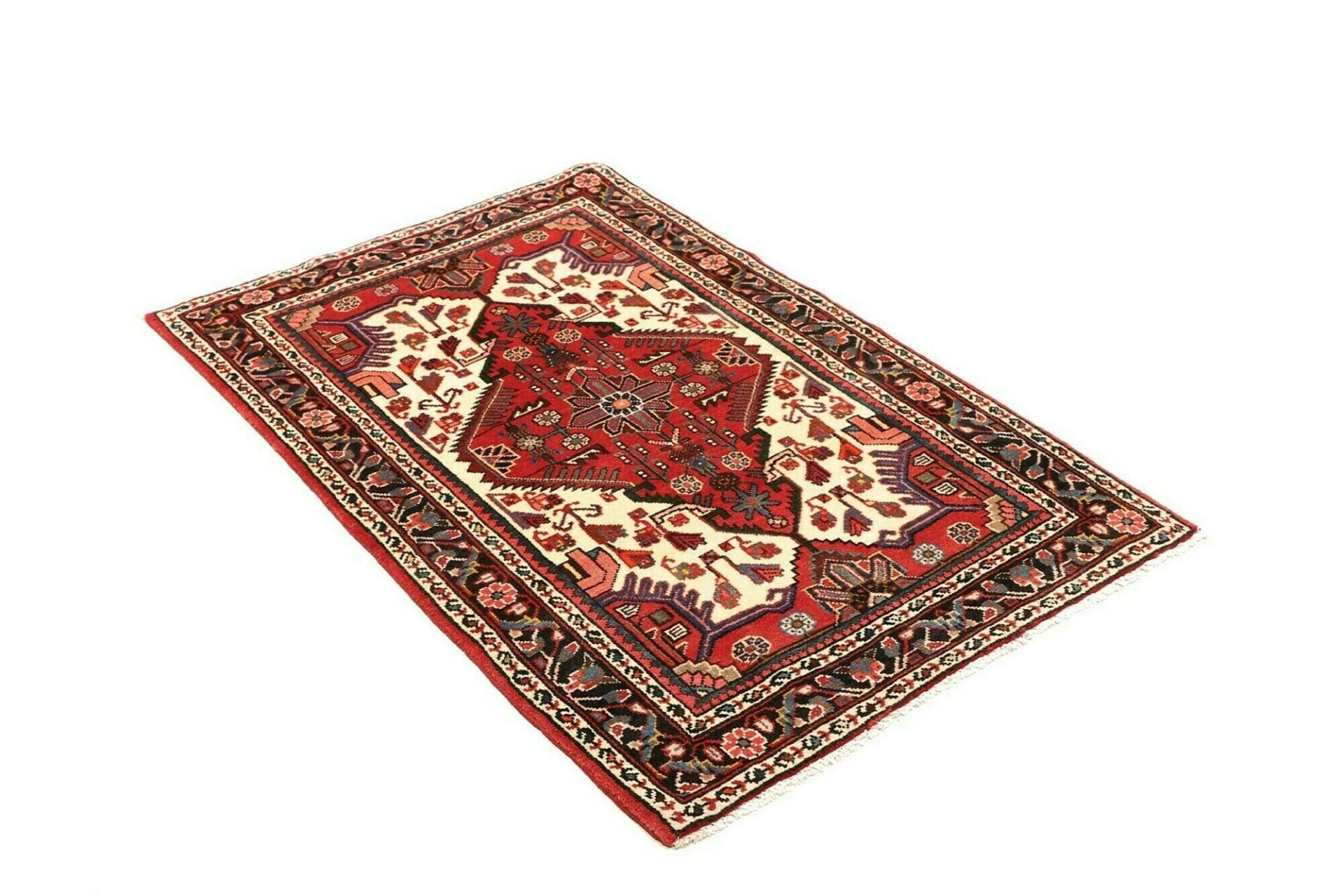 Handgeknüpfter Hamadan Herati Perserteppich, 88 × 135 cm, Wolle