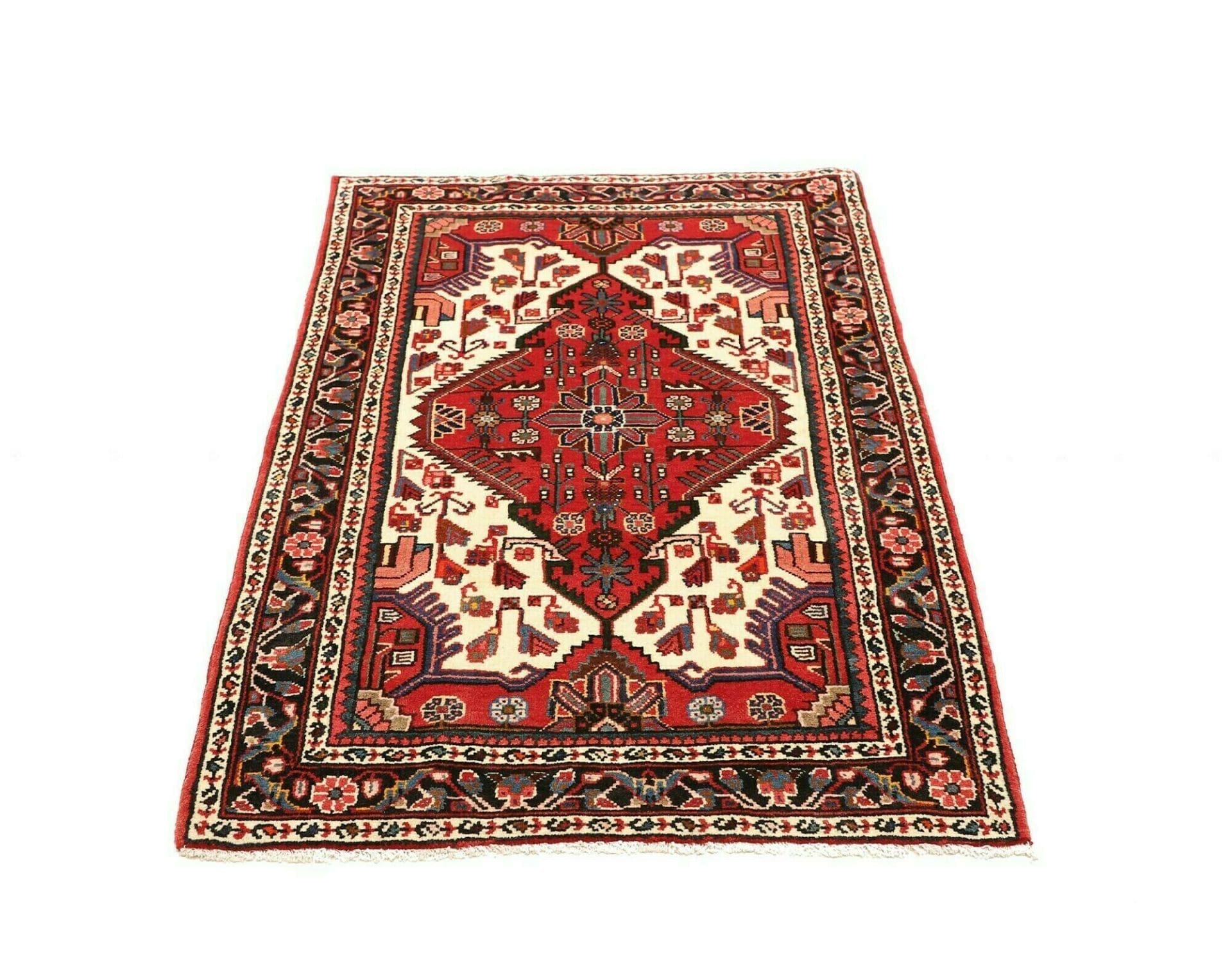 Handgeknüpfter Hamadan Herati Perserteppich, 88 × 135 cm, Wolle