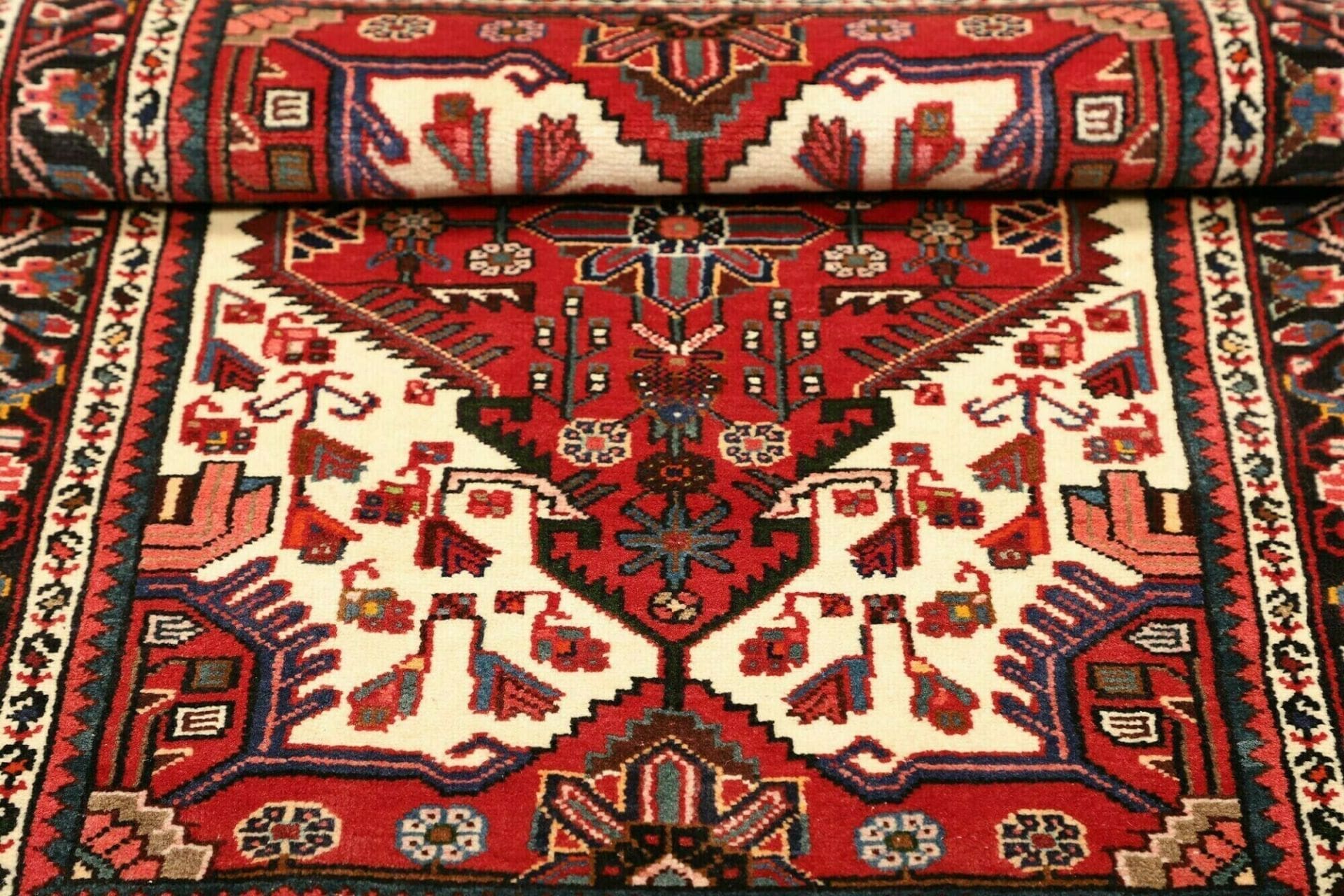 Handgeknüpfter Hamadan Herati Perserteppich, 88 × 135 cm, Wolle