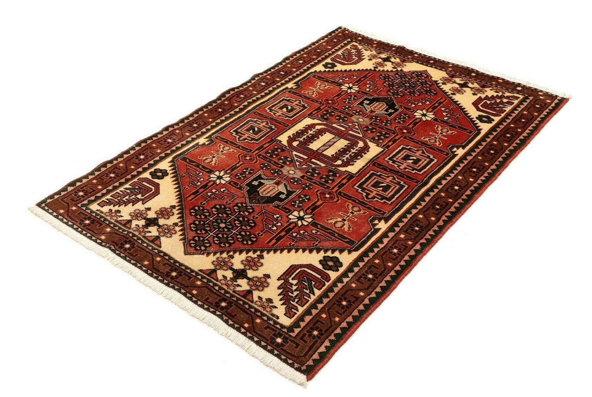 Handgeknüpfter Hamadan Herati Perserteppich, 107 × 150 cm, Wolle