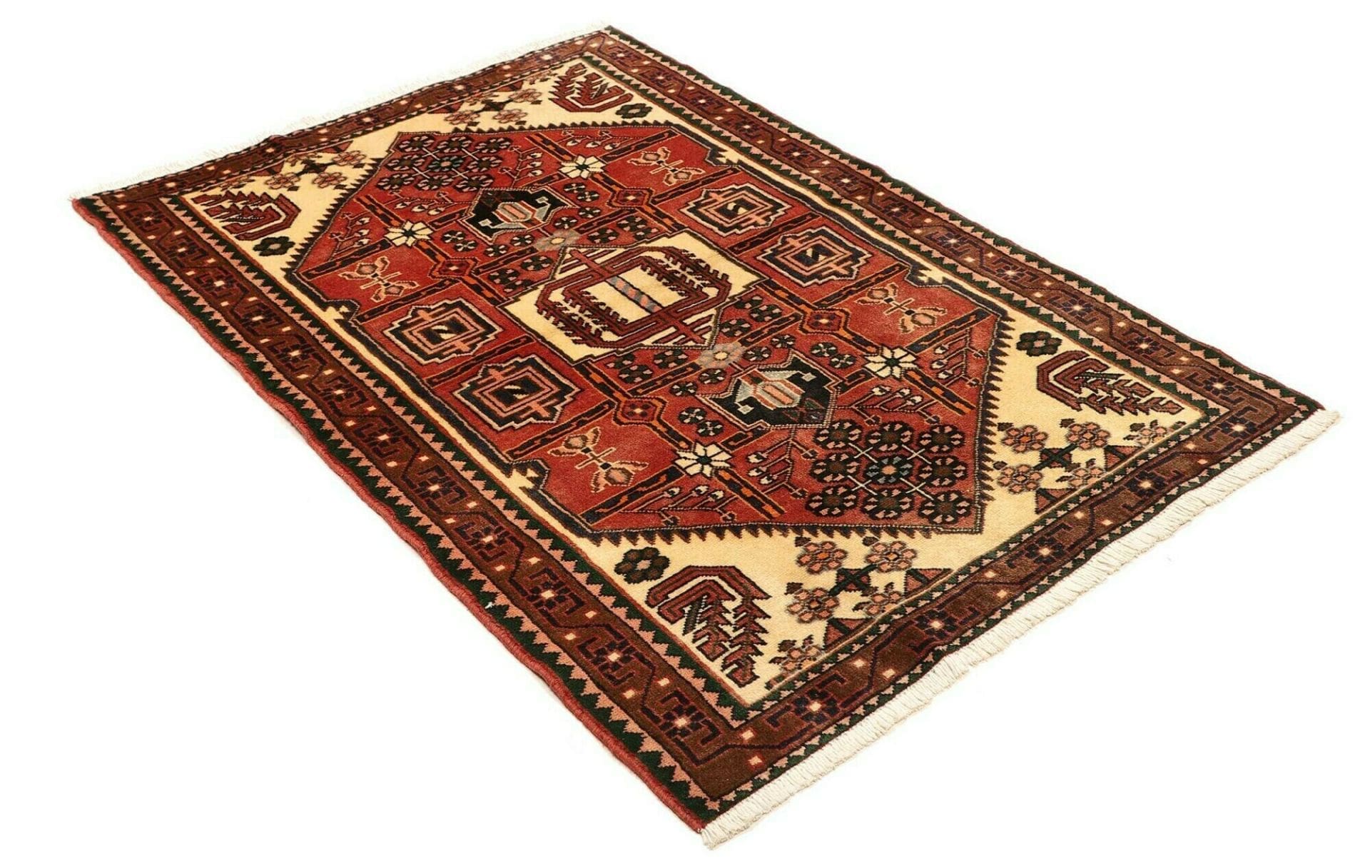 Handgeknüpfter Hamadan Herati Perserteppich, 107 × 150 cm, Wolle