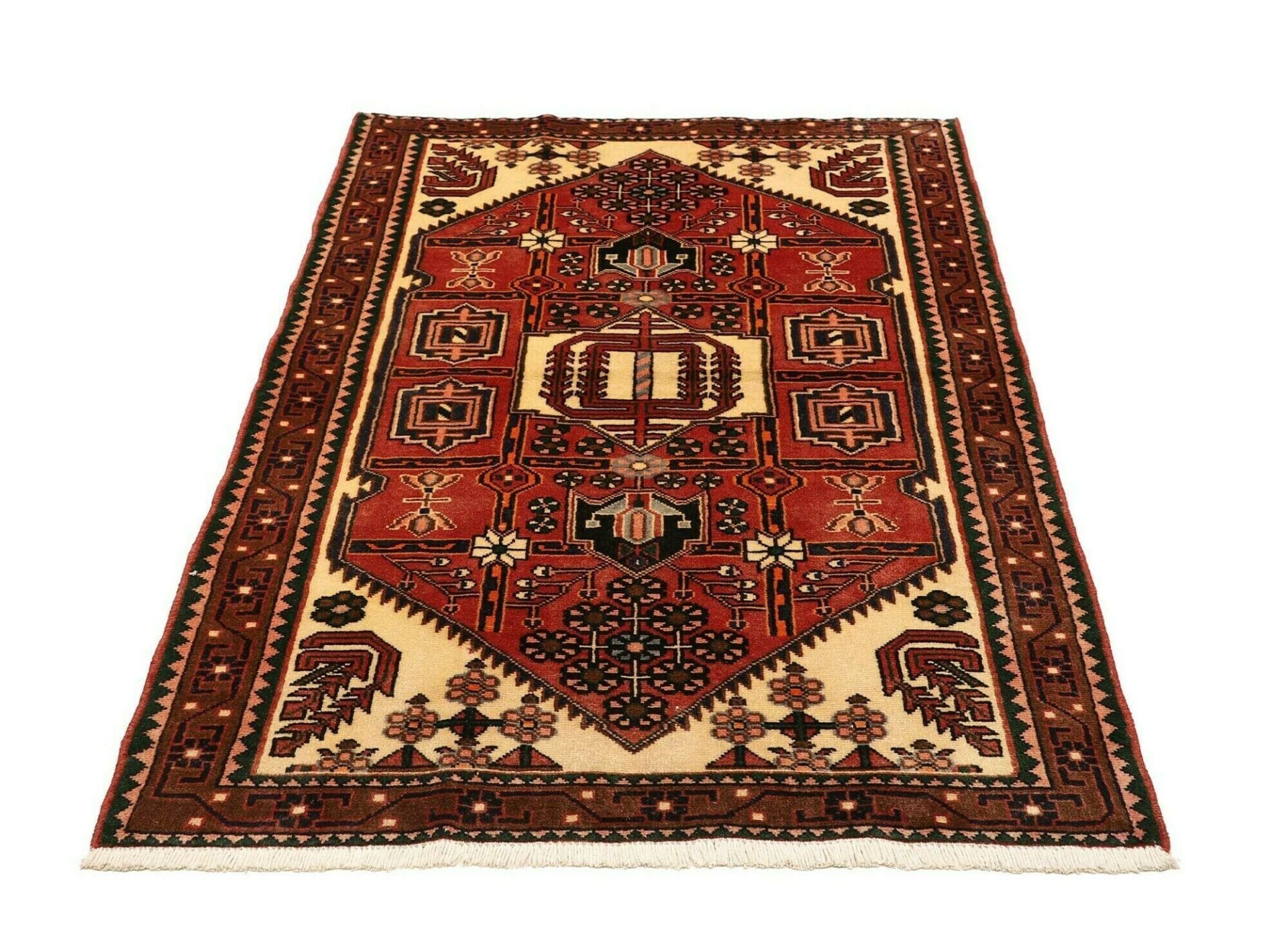 Handgeknüpfter Hamadan Herati Perserteppich, 107 × 150 cm, Wolle