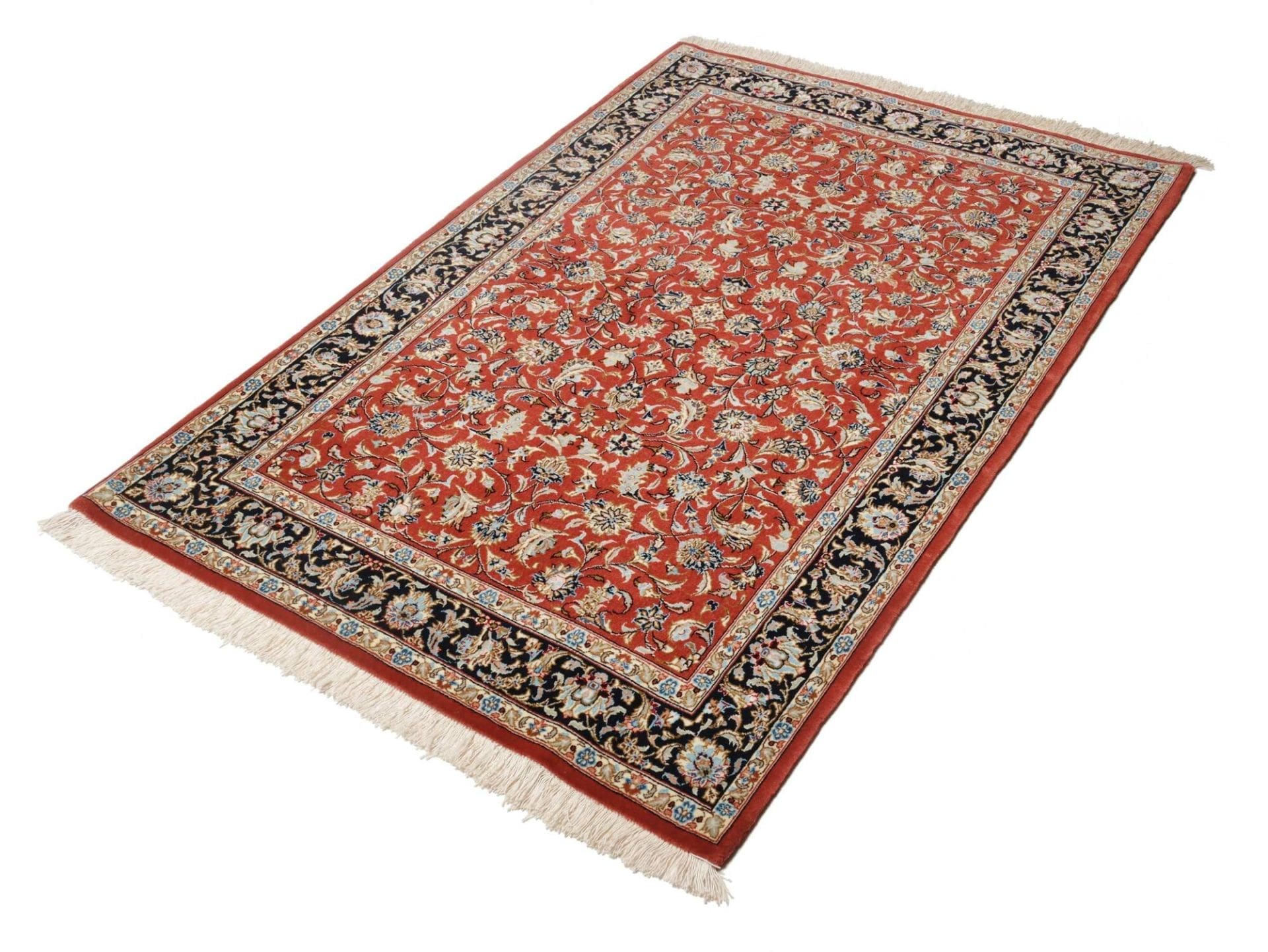 Isfahan Perserteppich 106 × 155 cm aus Wolle & Seide, handgeknüpft
