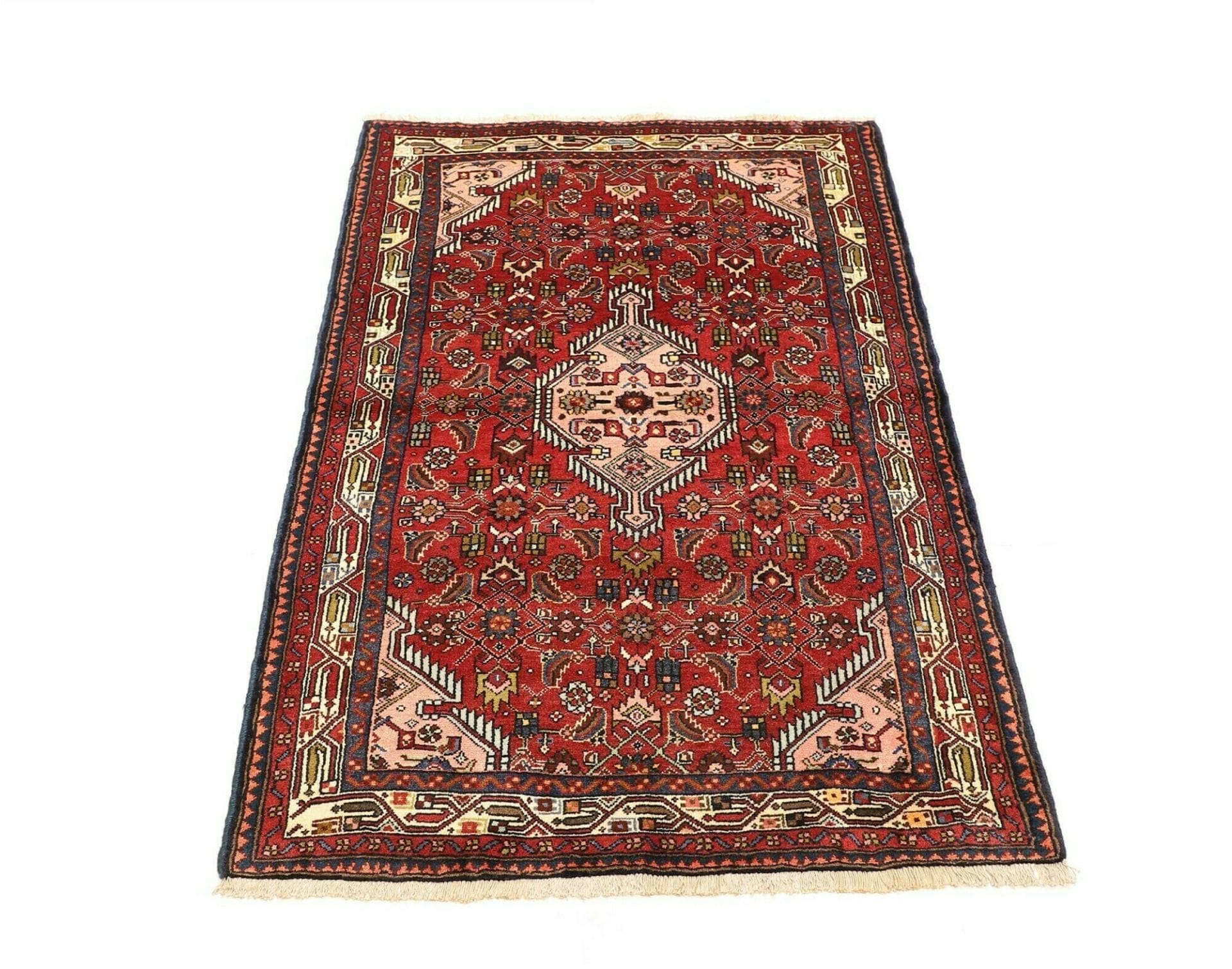 hamadan-teppich-104-x-144-cm-schurwolle-geometrisches-muster-handgeknupft-3 Handgeknüpfter Hamadan Perserteppich, 104 × 144 cm, Wolle