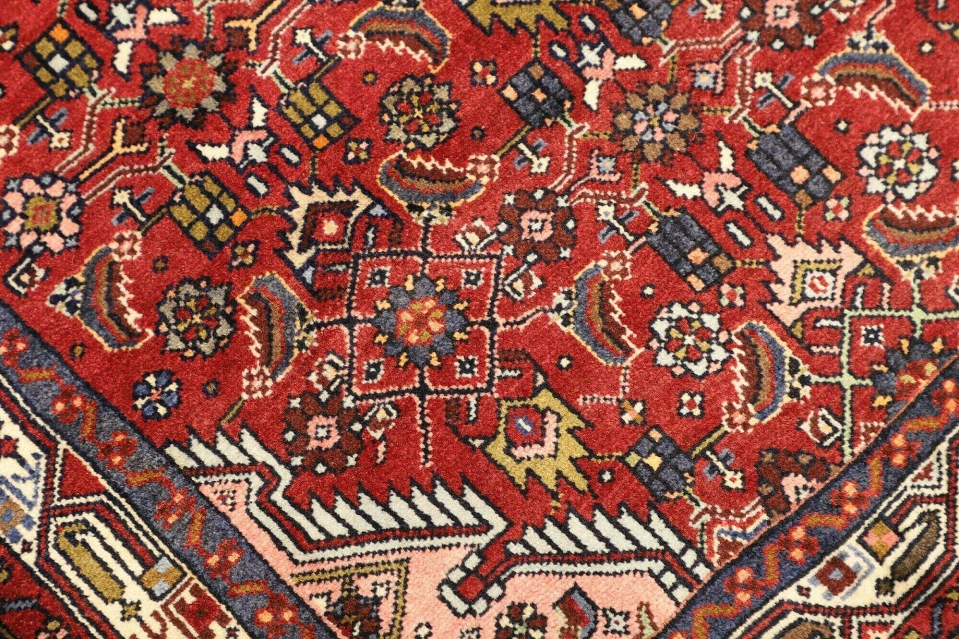 hamadan-teppich-104-x-144-cm-schurwolle-geometrisches-muster-handgeknupft-5 Handgeknüpfter Hamadan Perserteppich, 104 × 144 cm, Wolle