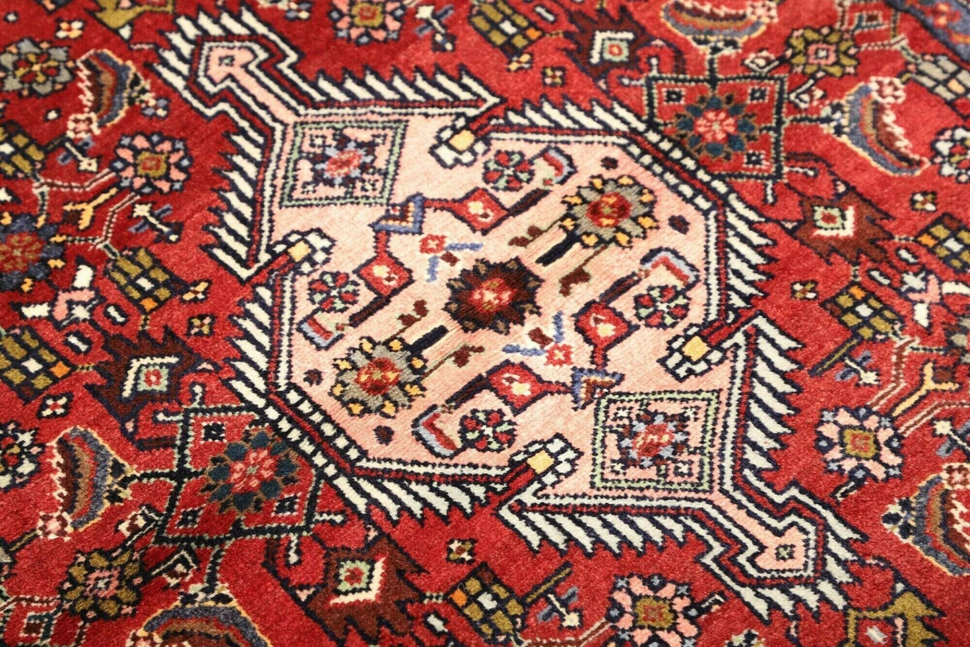 hamadan-teppich-104-x-144-cm-schurwolle-geometrisches-muster-handgeknupft-6 Handgeknüpfter Hamadan Perserteppich, 104 × 144 cm, Wolle