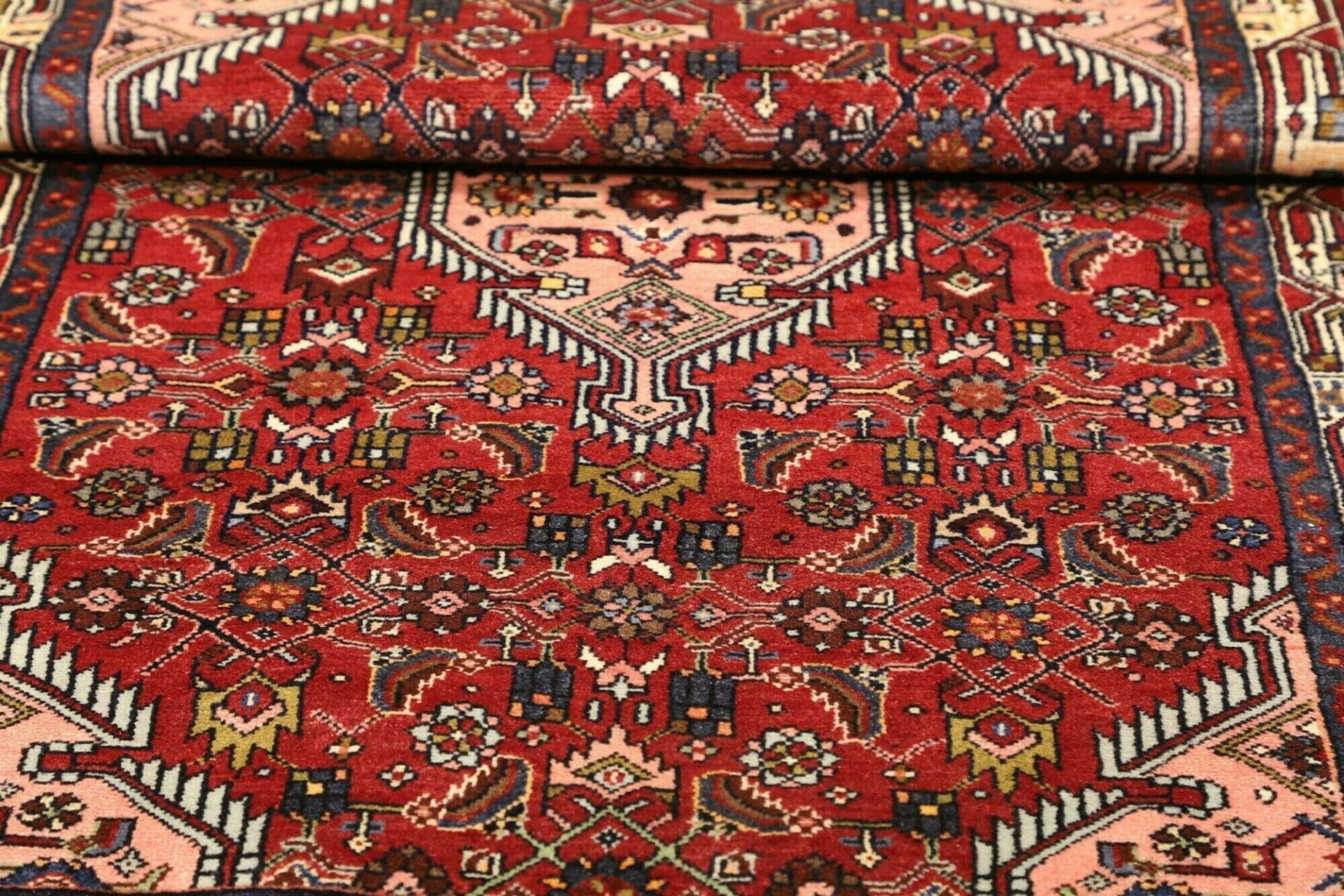 hamadan-teppich-104-x-144-cm-schurwolle-geometrisches-muster-handgeknupft-8 Handgeknüpfter Hamadan Perserteppich, 104 × 144 cm, Wolle