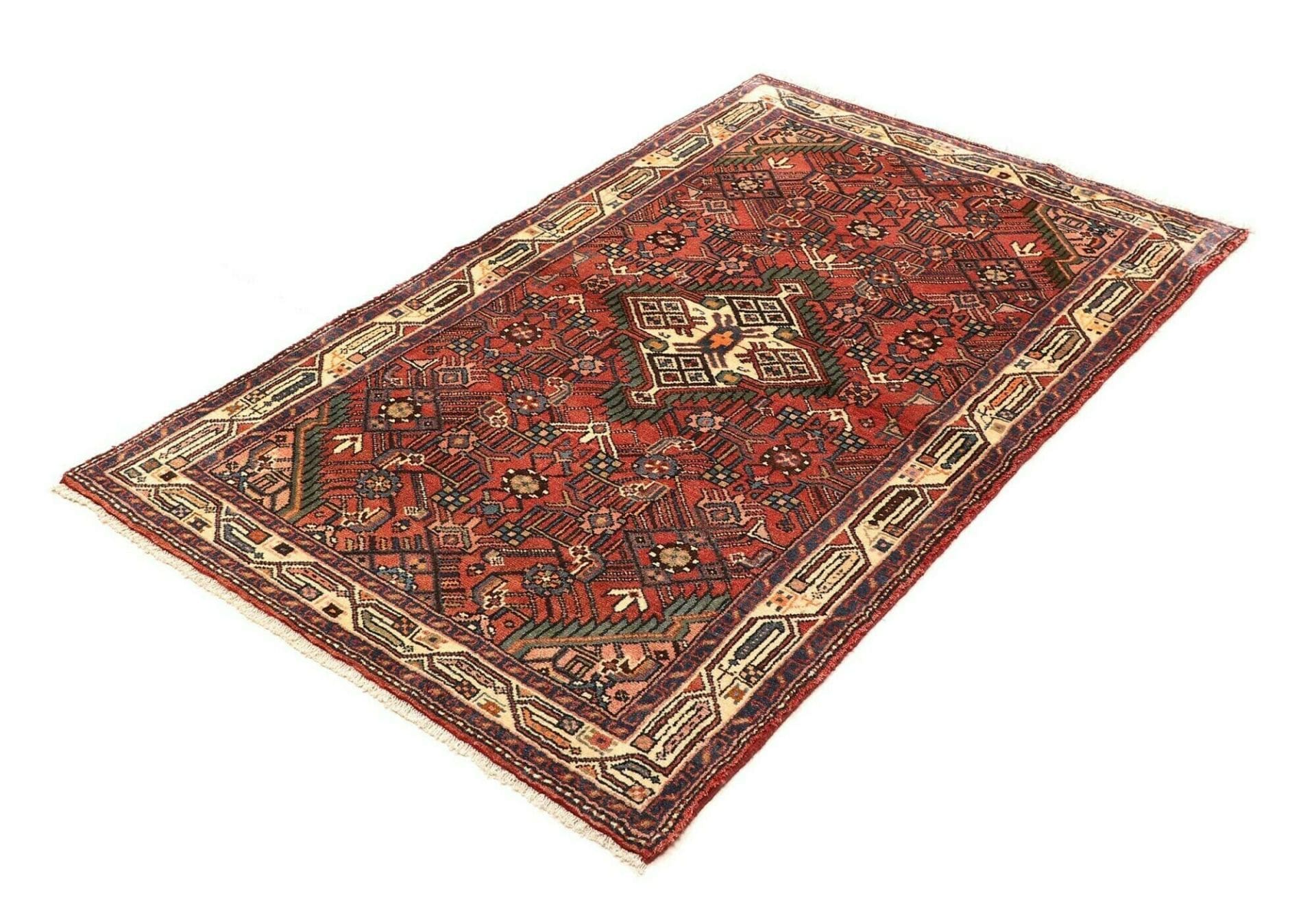 Handgeknüpfter Hamadan Perserteppich, 103 × 157 cm, Wolle