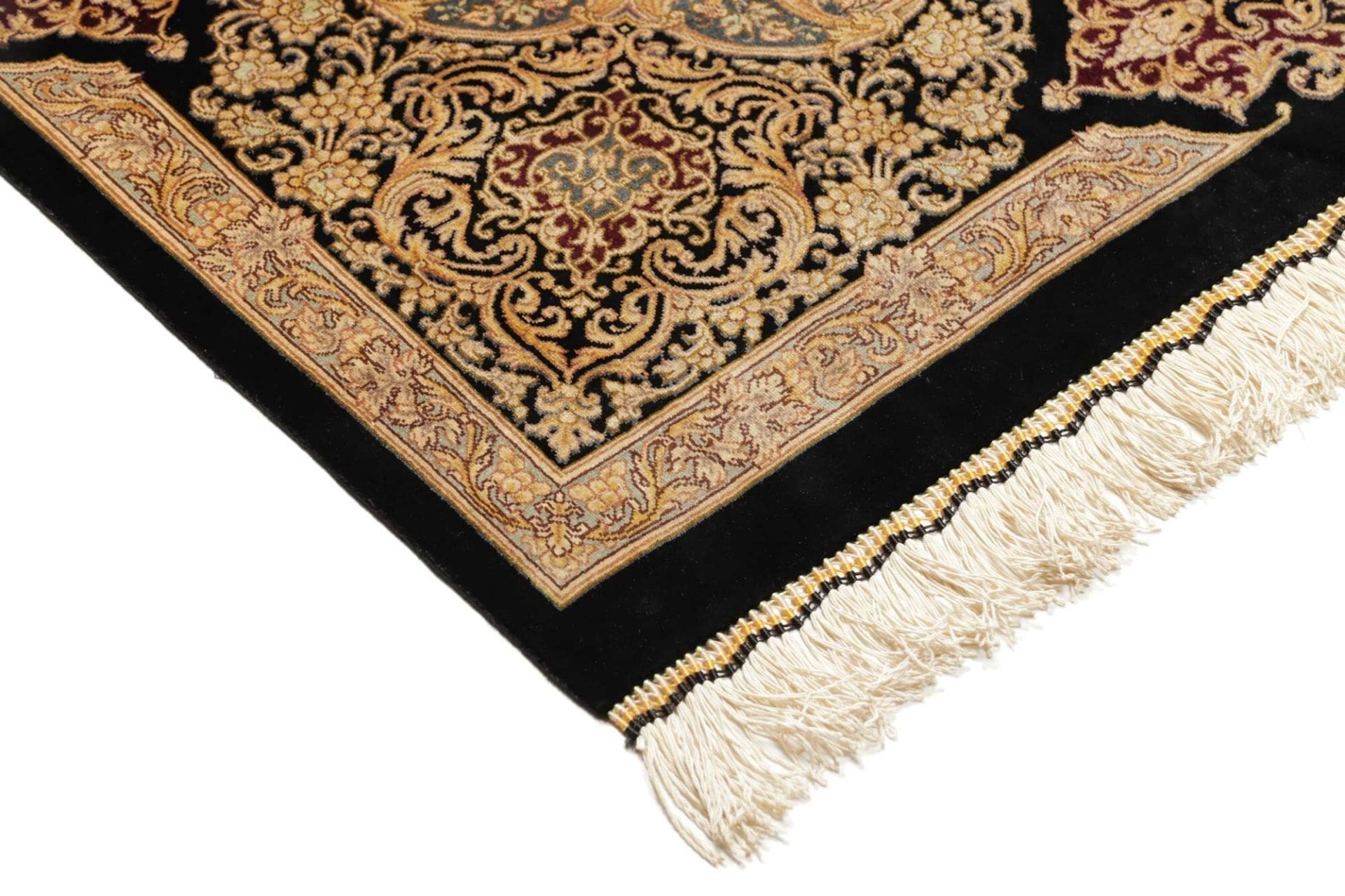 Ghom Perserteppich 103 × 151 cm aus Seide, handgeknüpft