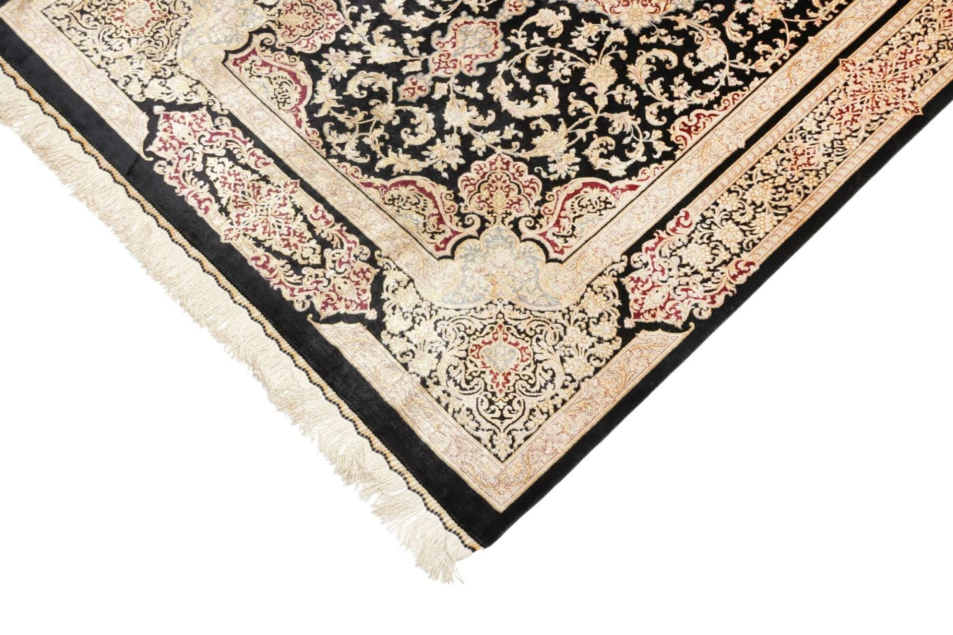 Ghom Perserteppich 103 × 151 cm aus Seide, handgeknüpft
