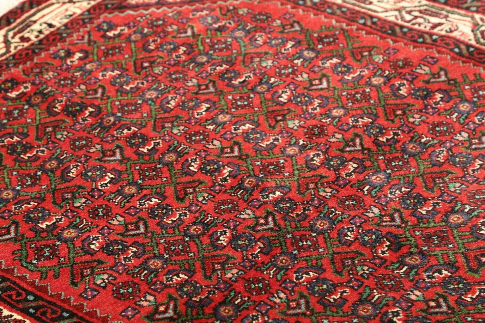hamadan-teppich-117-x-148cm-handgeknupft-schurwolle-herati-muster-6 Handgeknüpfter Hamadan Herati Perserteppich, 117 × 148 cm, Wolle