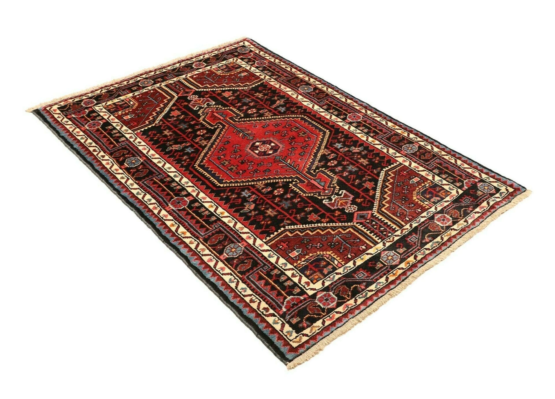 Handgeknüpfter Hamadan Perserteppich, 104 × 152 cm, Wolle