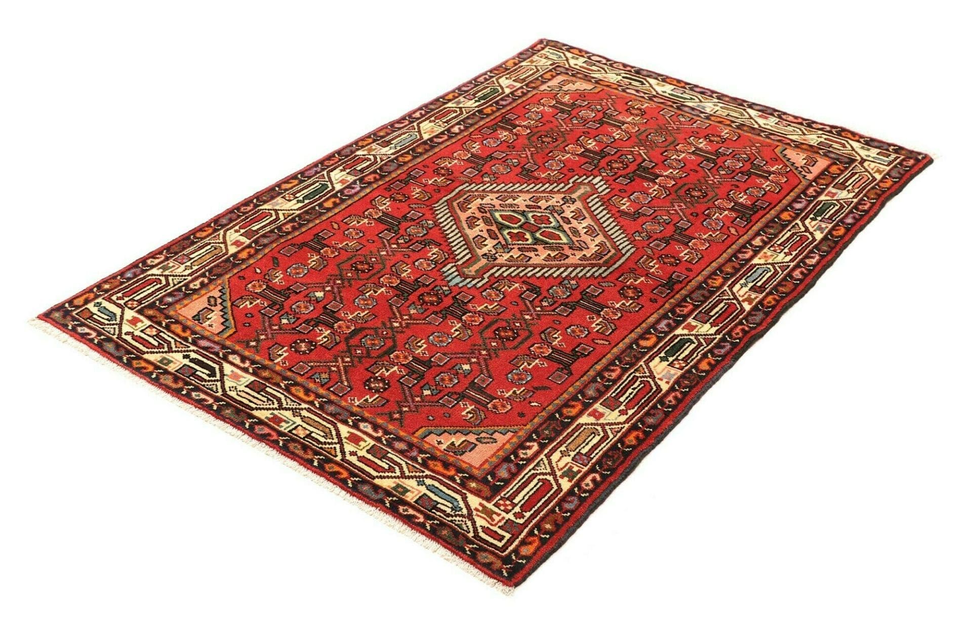 Handgeknüpfter Hamadan Herati Perserteppich, 105 × 150 cm, Wolle