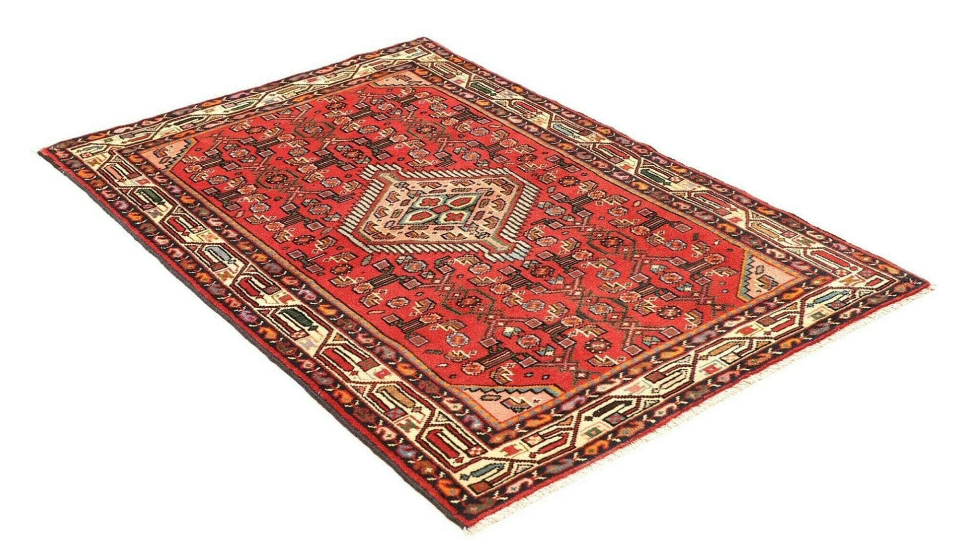 Handgeknüpfter Hamadan Herati Perserteppich, 105 × 150 cm, Wolle
