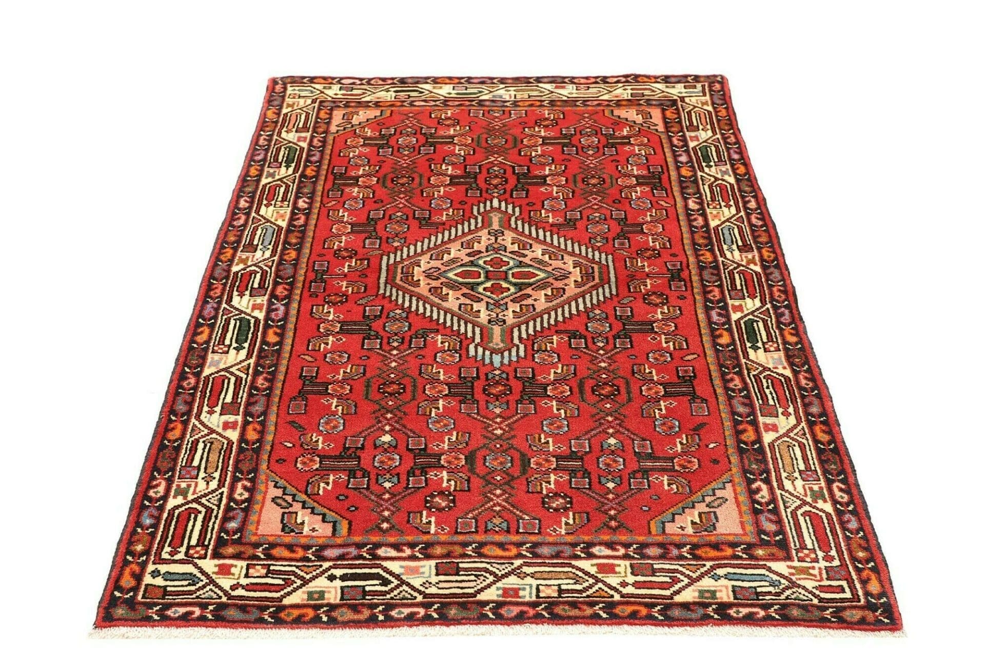 Handgeknüpfter Hamadan Herati Perserteppich, 105 × 150 cm, Wolle