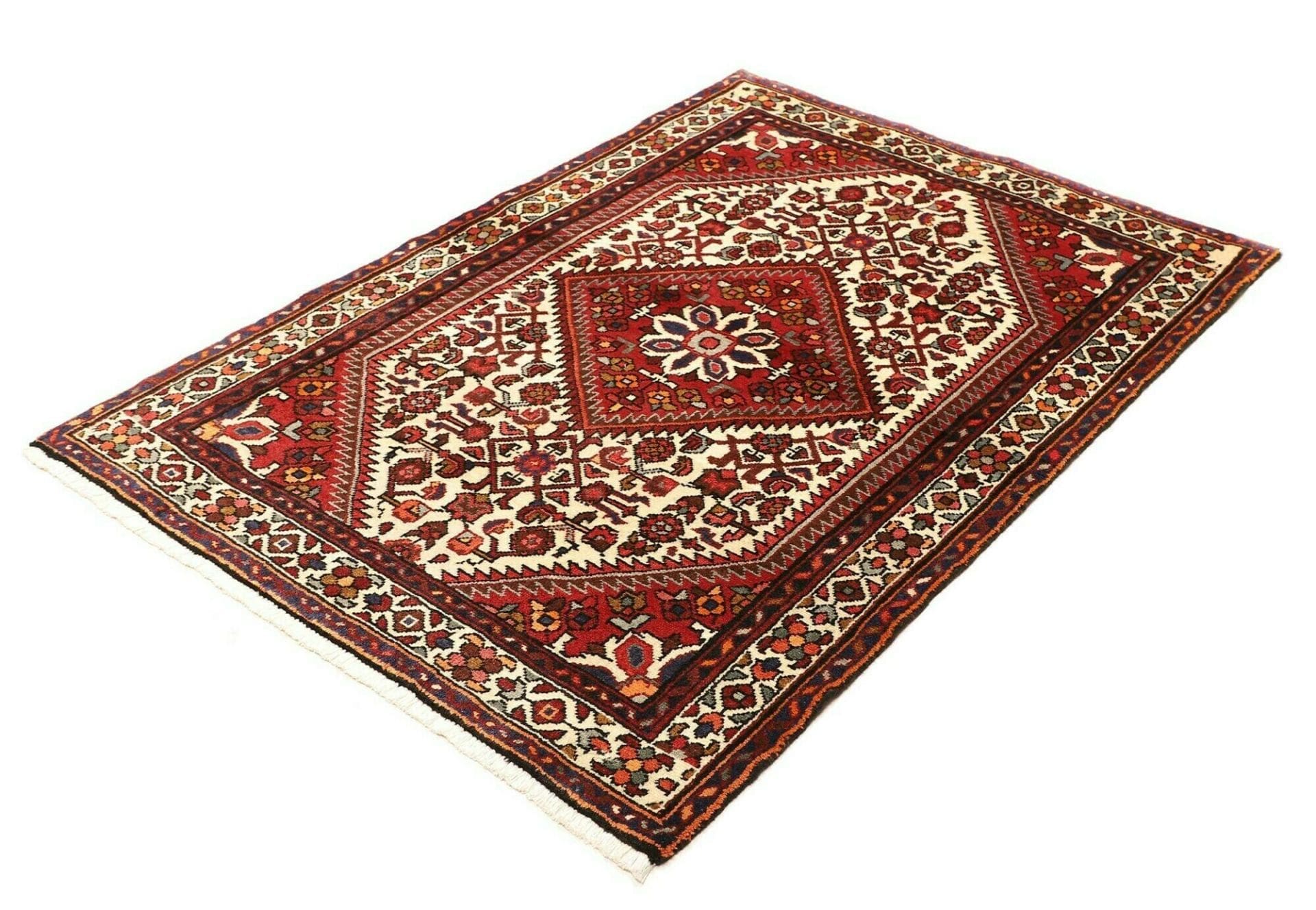Handgeknüpfter Hamadan Herati Perserteppich, 111 × 150 cm, Wolle