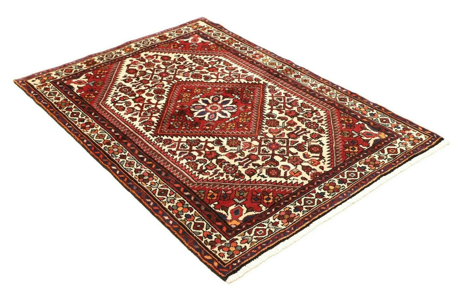 Handgeknüpfter Hamadan Herati Perserteppich, 111 × 150 cm, Wolle
