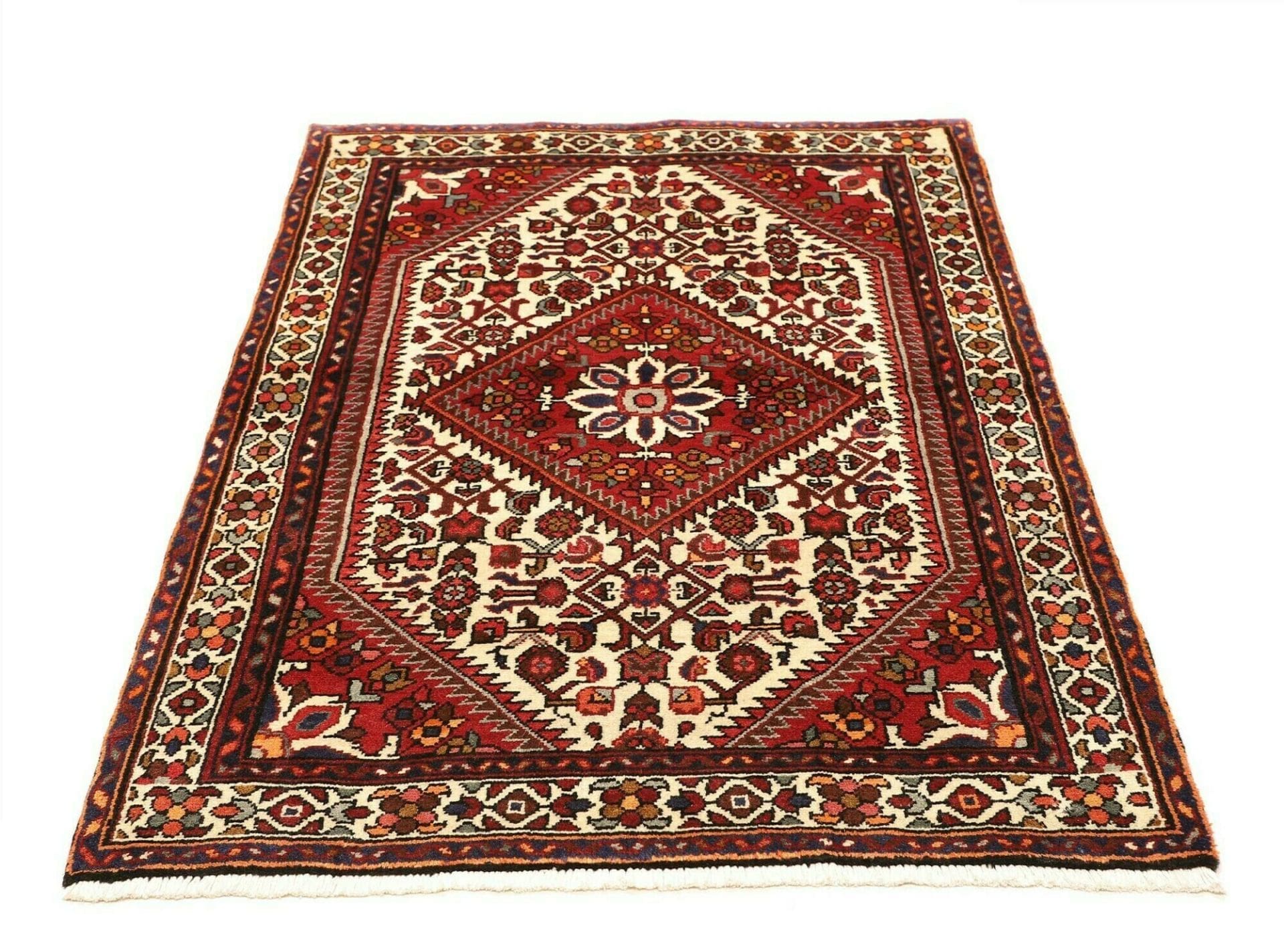 Handgeknüpfter Hamadan Herati Perserteppich, 111 × 150 cm, Wolle