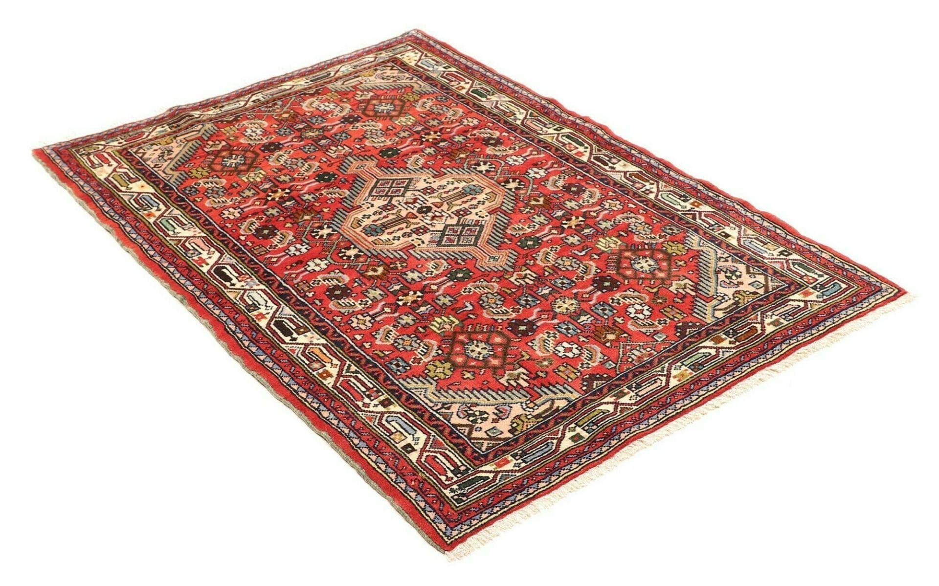 Handgeknüpfter Hamadan Perserteppich, 105 × 150 cm, Wolle