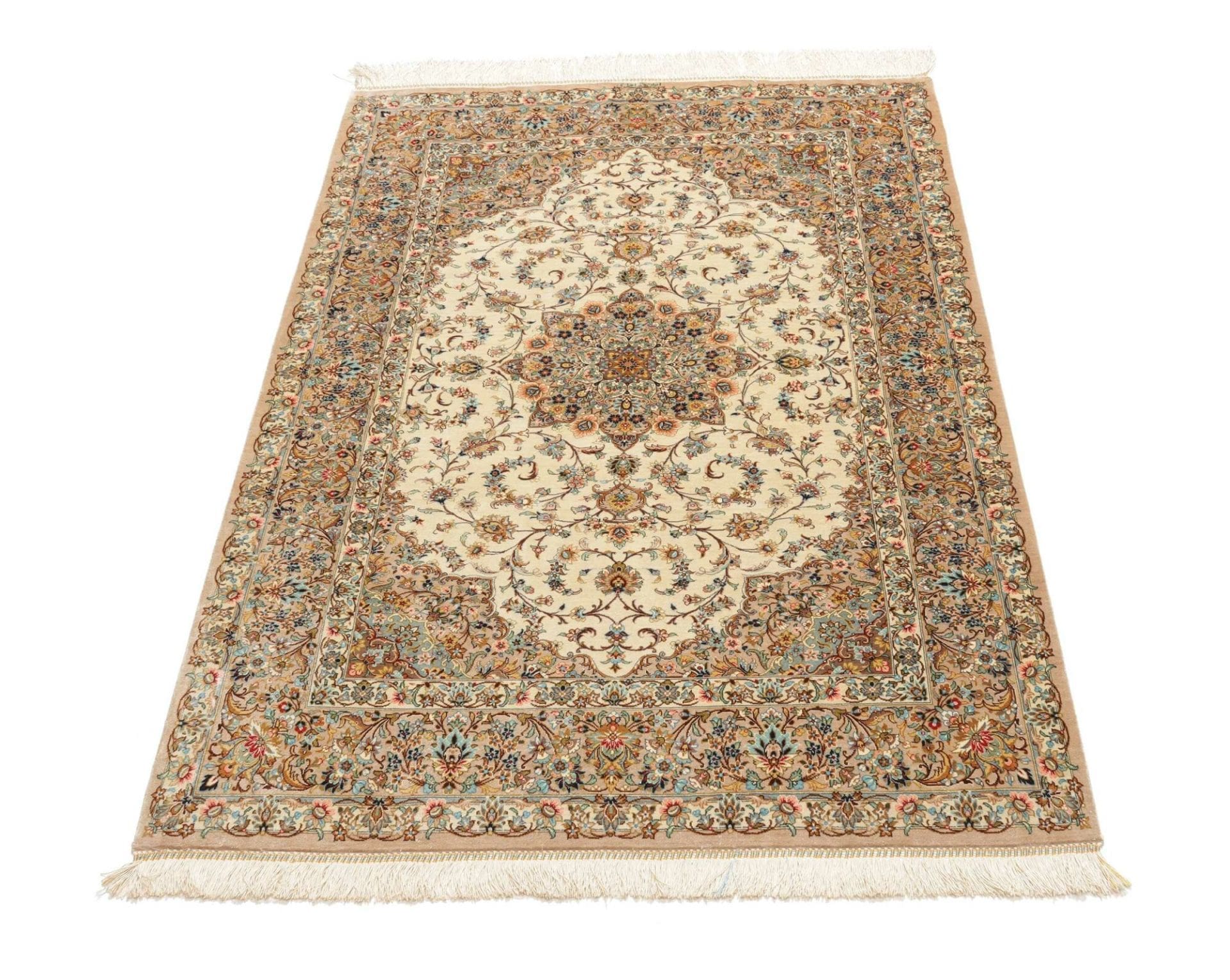 Ghom Perserteppich aus Iran, 105 × 150 cm
