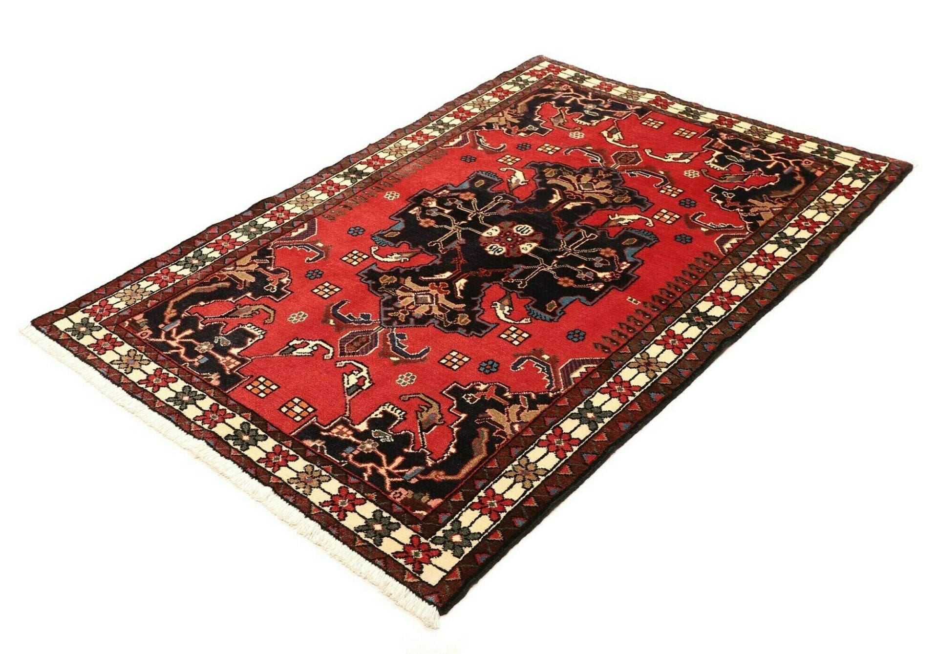 Handgeknüpfter Hamadan Herati Perserteppich 110 × 154 cm