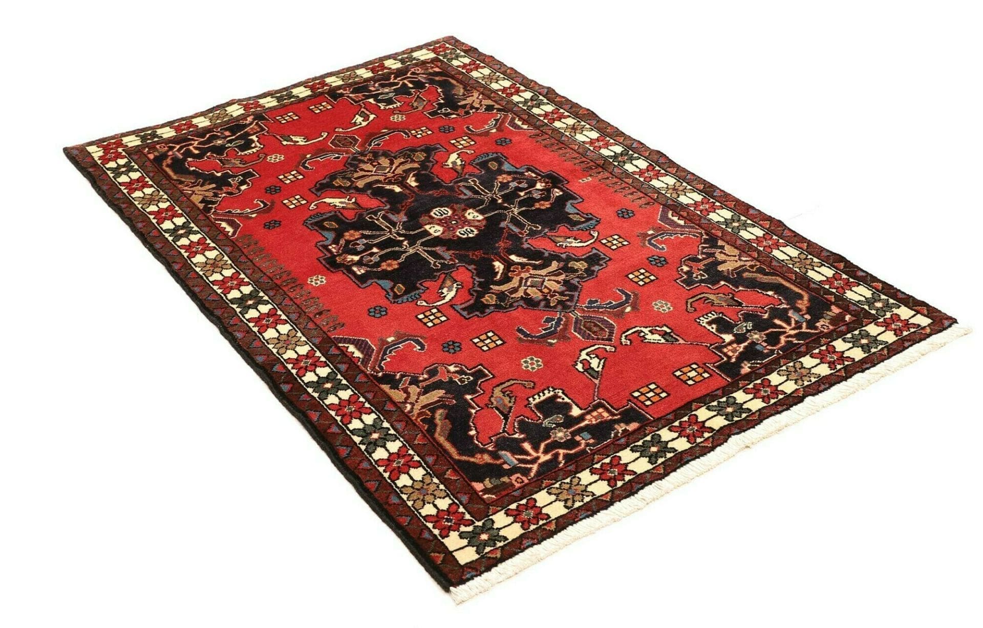 Handgeknüpfter Hamadan Herati Perserteppich 110 × 154 cm