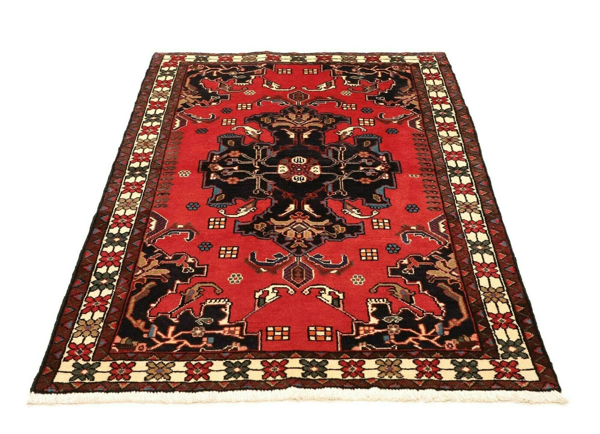 Handgeknüpfter Hamadan Herati Perserteppich 110 × 154 cm