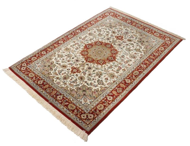 Isfahan Perserteppich 103 × 145 cm aus Wolle & Seide, handgeknüpft